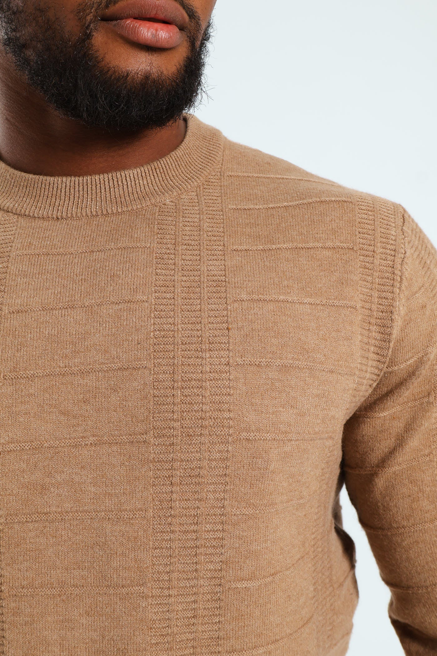 Check Jacquard Crew Knitwear - Taupe - Image 2