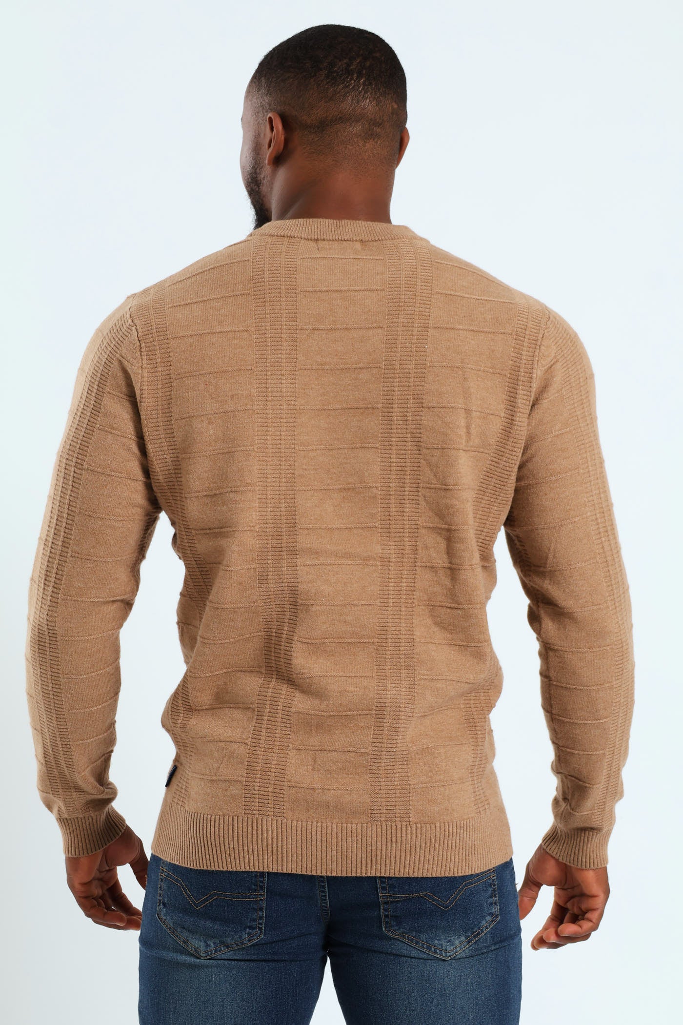 Check Jacquard Crew Knitwear - Taupe - Image 4