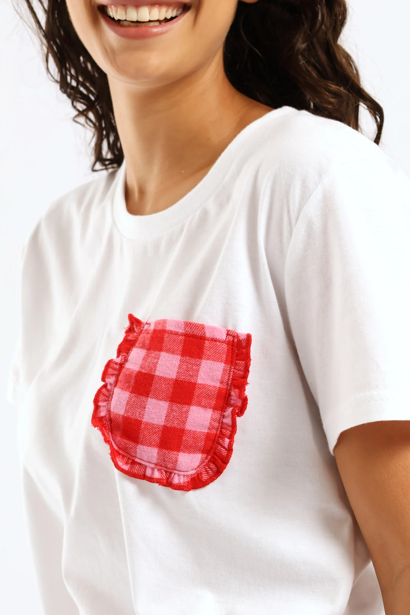 Check Knit Top & Woven Short Set - White - Image 4
