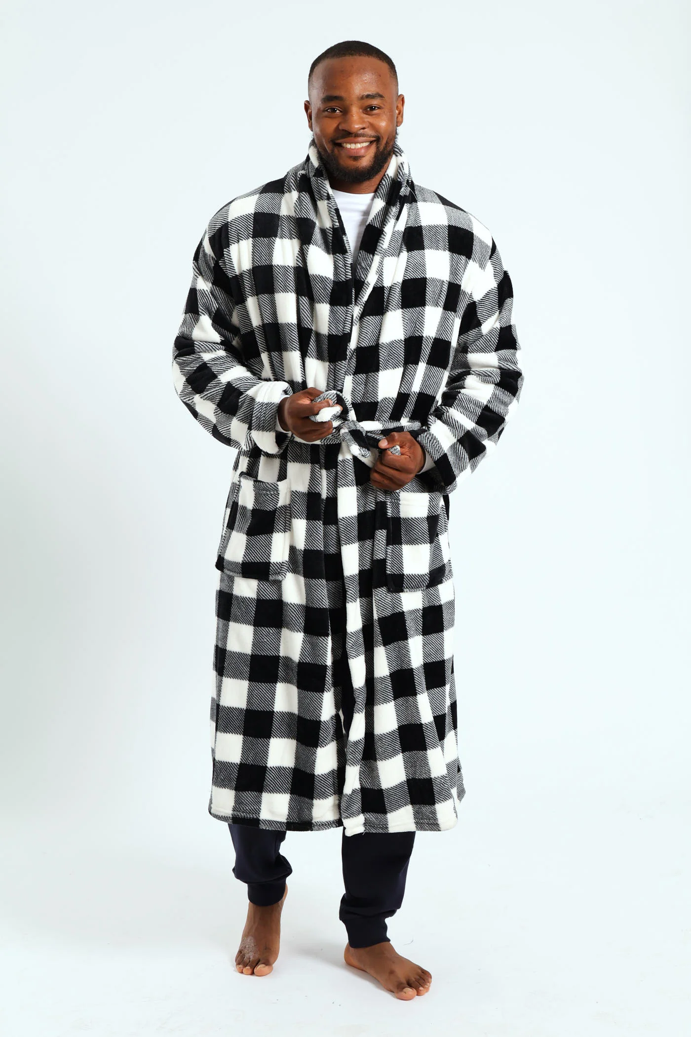 Check Plush Gown - Black/White - Image 3