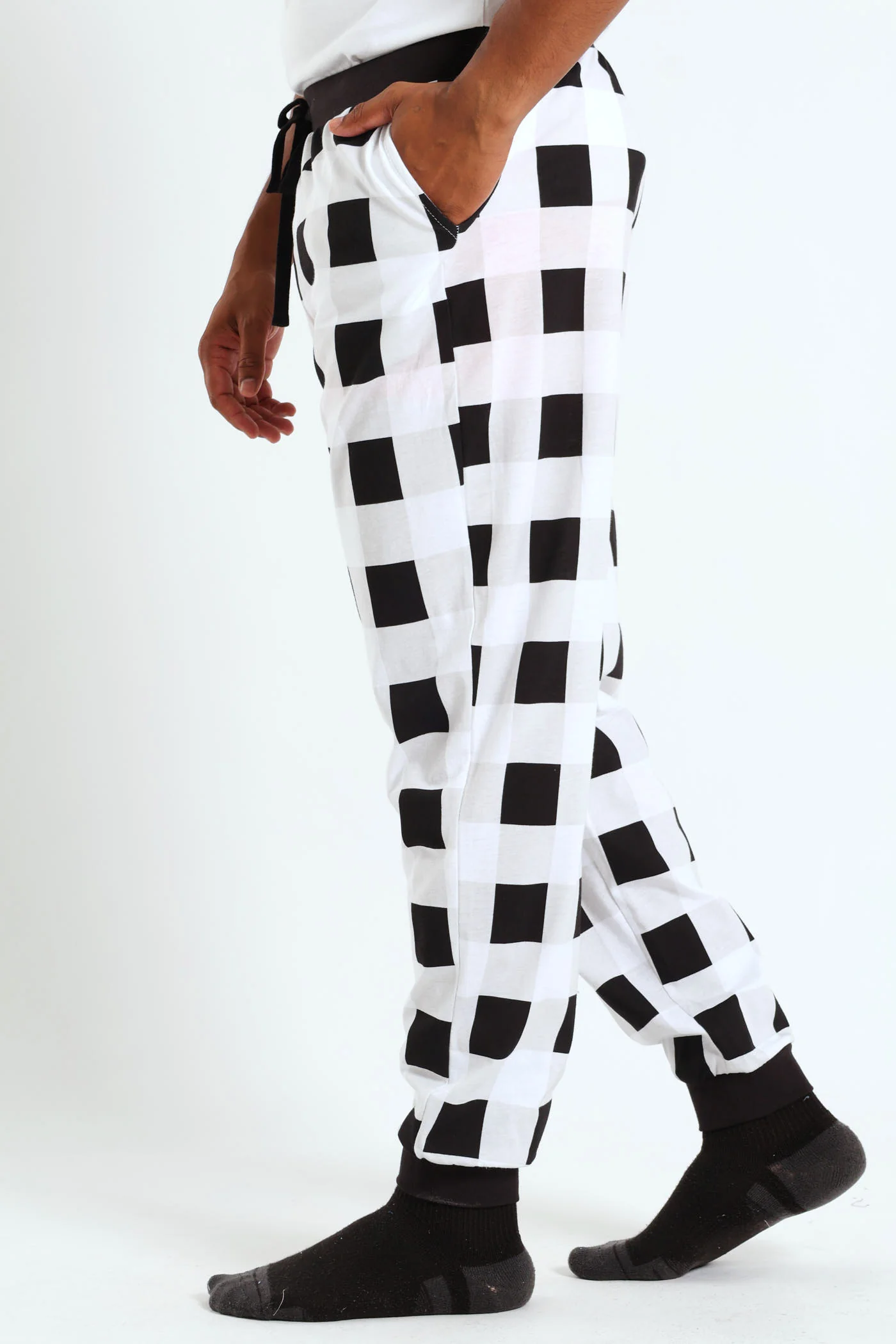 Check Print Jogger - Black - Image 2