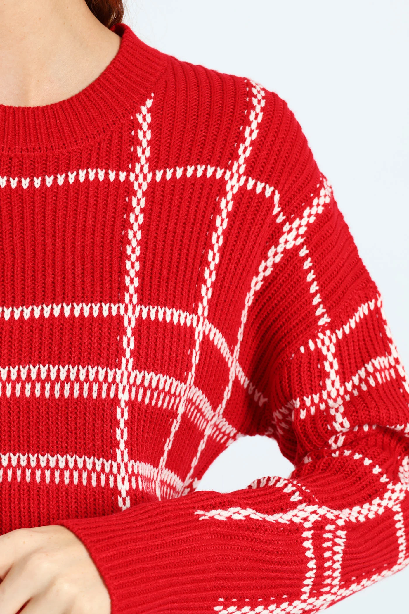 Check Pullover - Bright Red - Image 2