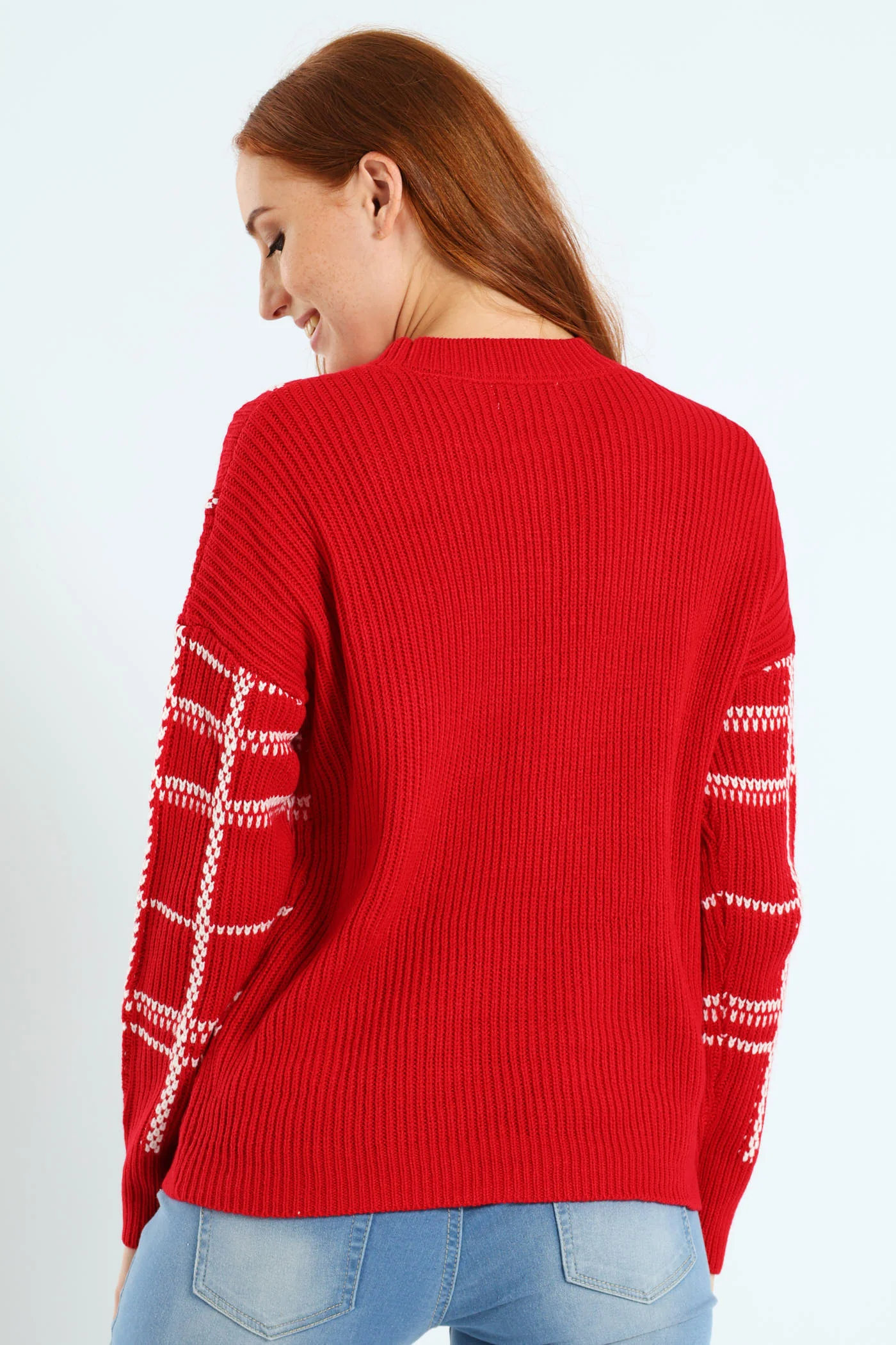 Check Pullover - Bright Red - Image 3
