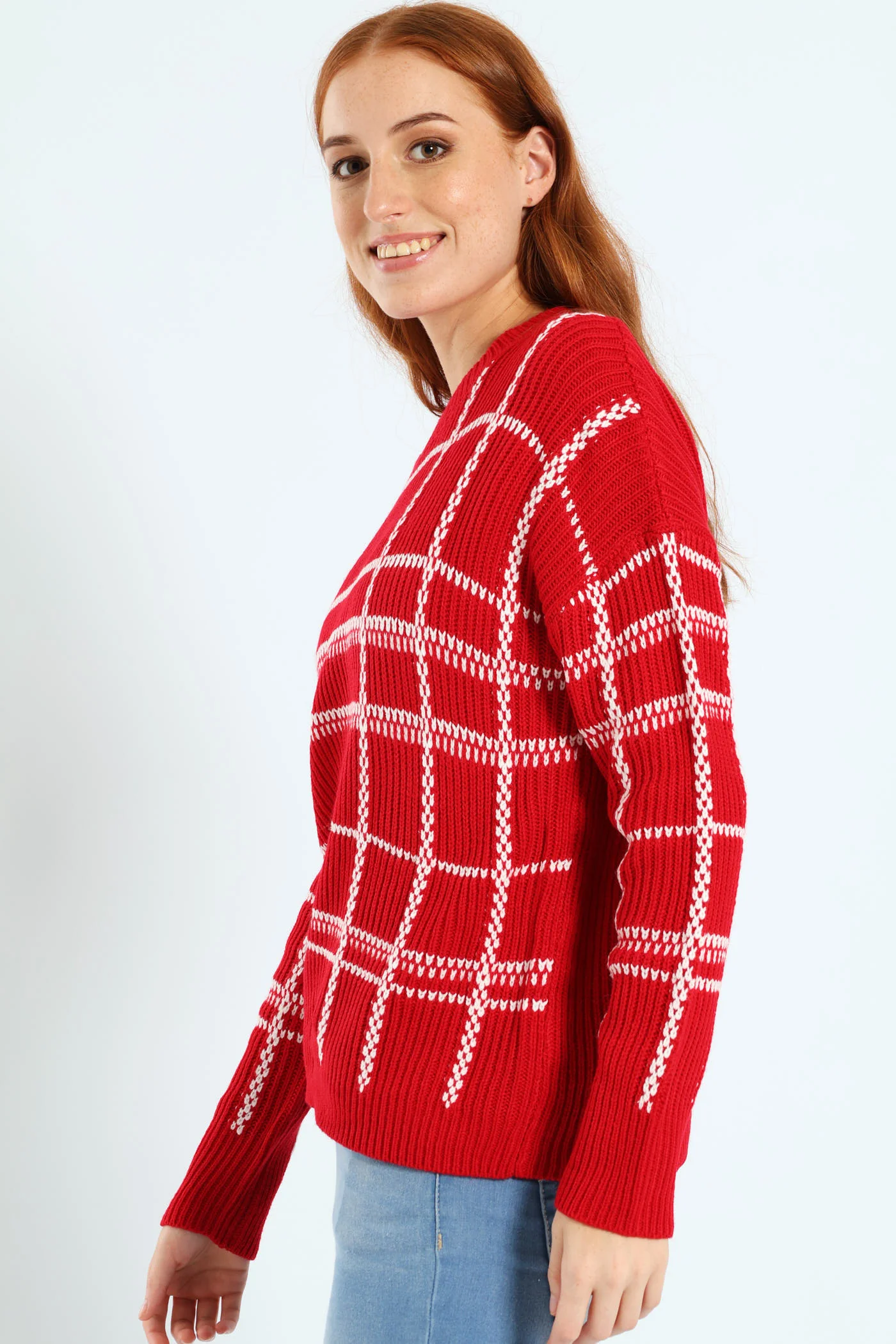 Check Pullover - Bright Red - Image 4