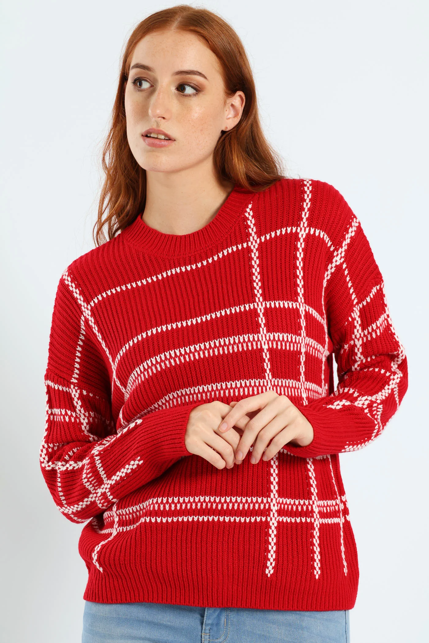 Check Pullover - Bright Red - Image 5