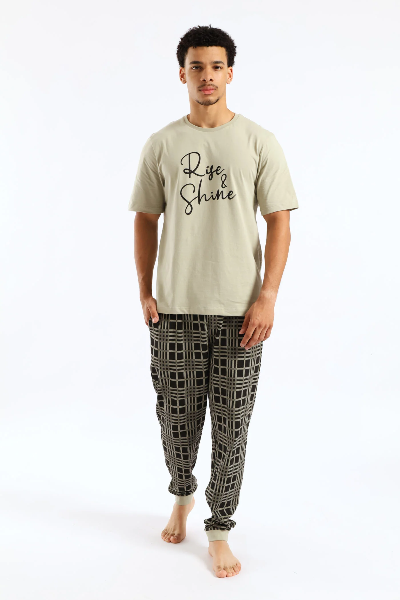 Check Pyjama Jogger - Sage - Image 5