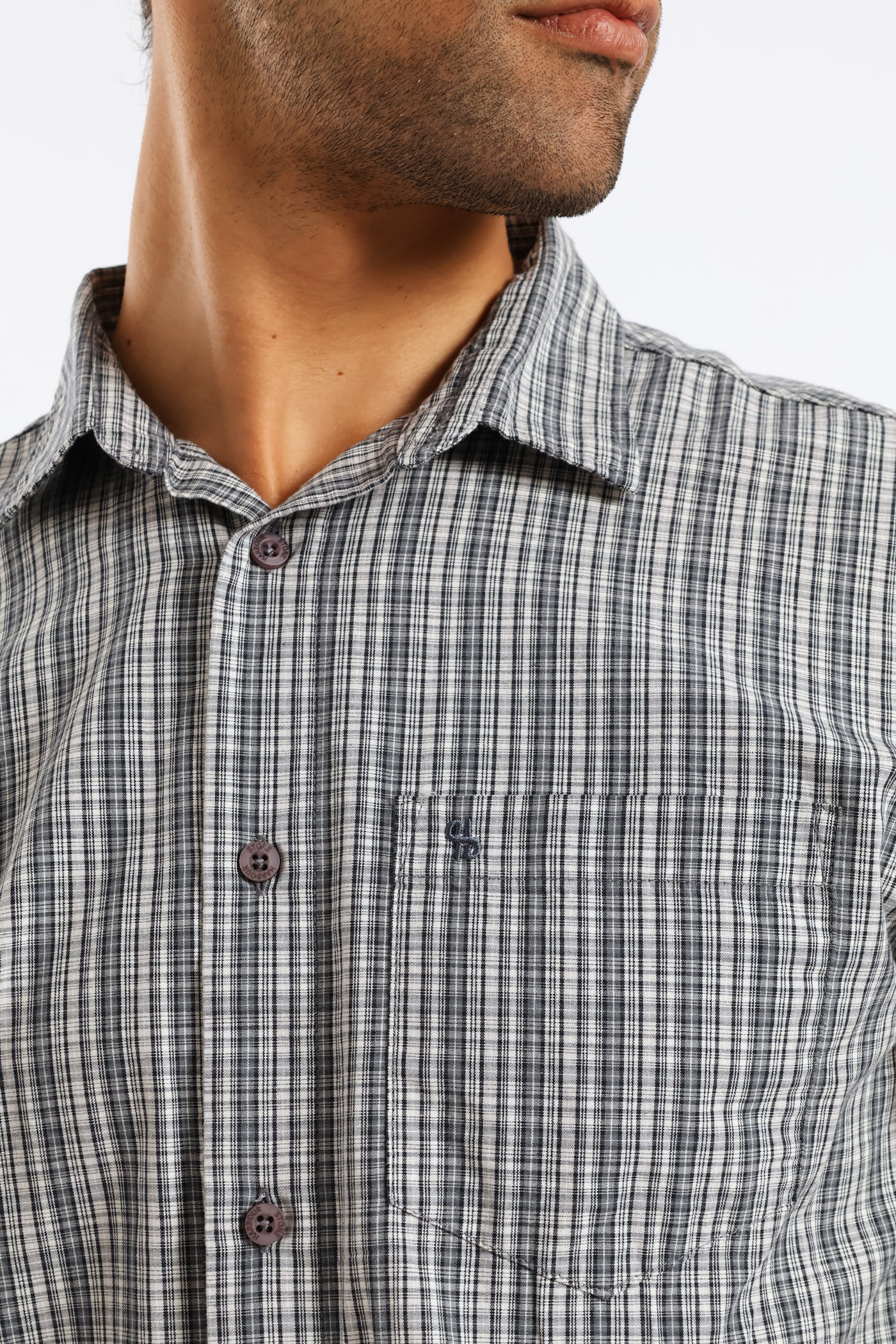 Check Regular Shirt - Grey - Image 2