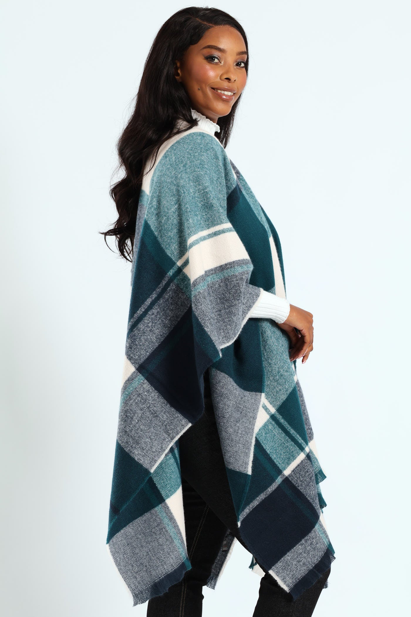 Check Shawl - Blue - Image 2
