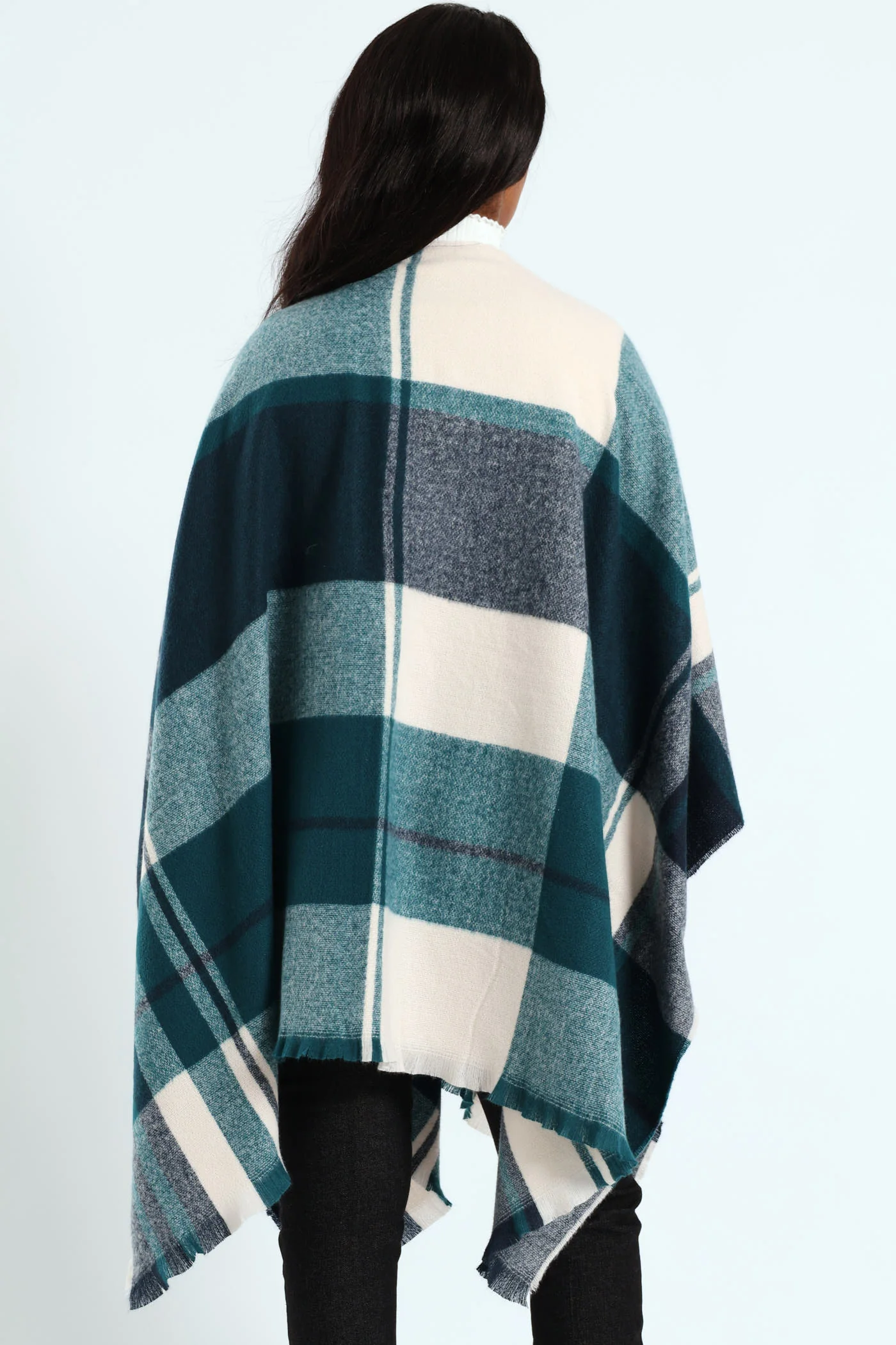 Check Shawl - Blue - Image 3