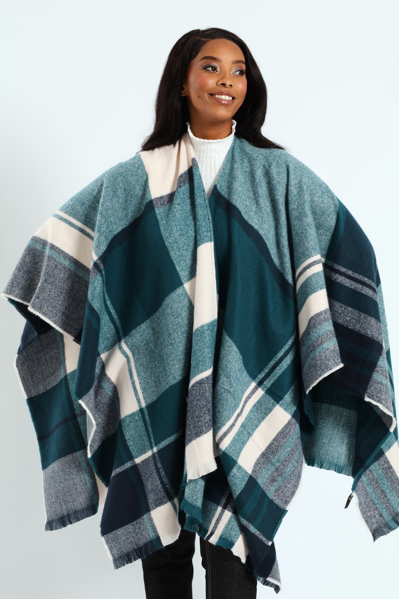 Check Shawl - Blue - Image 4