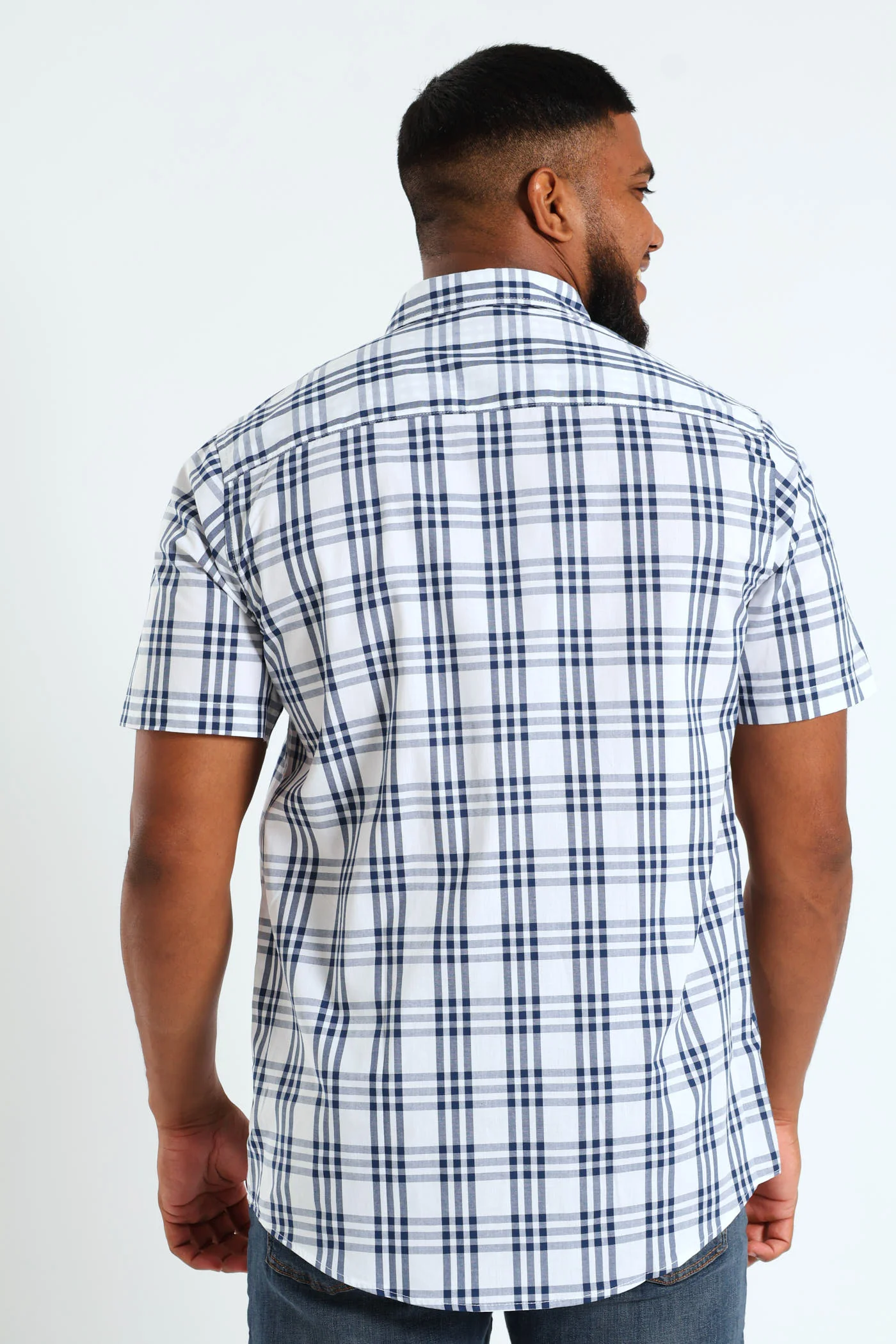 Check Shirt - White/Navy - Image 3