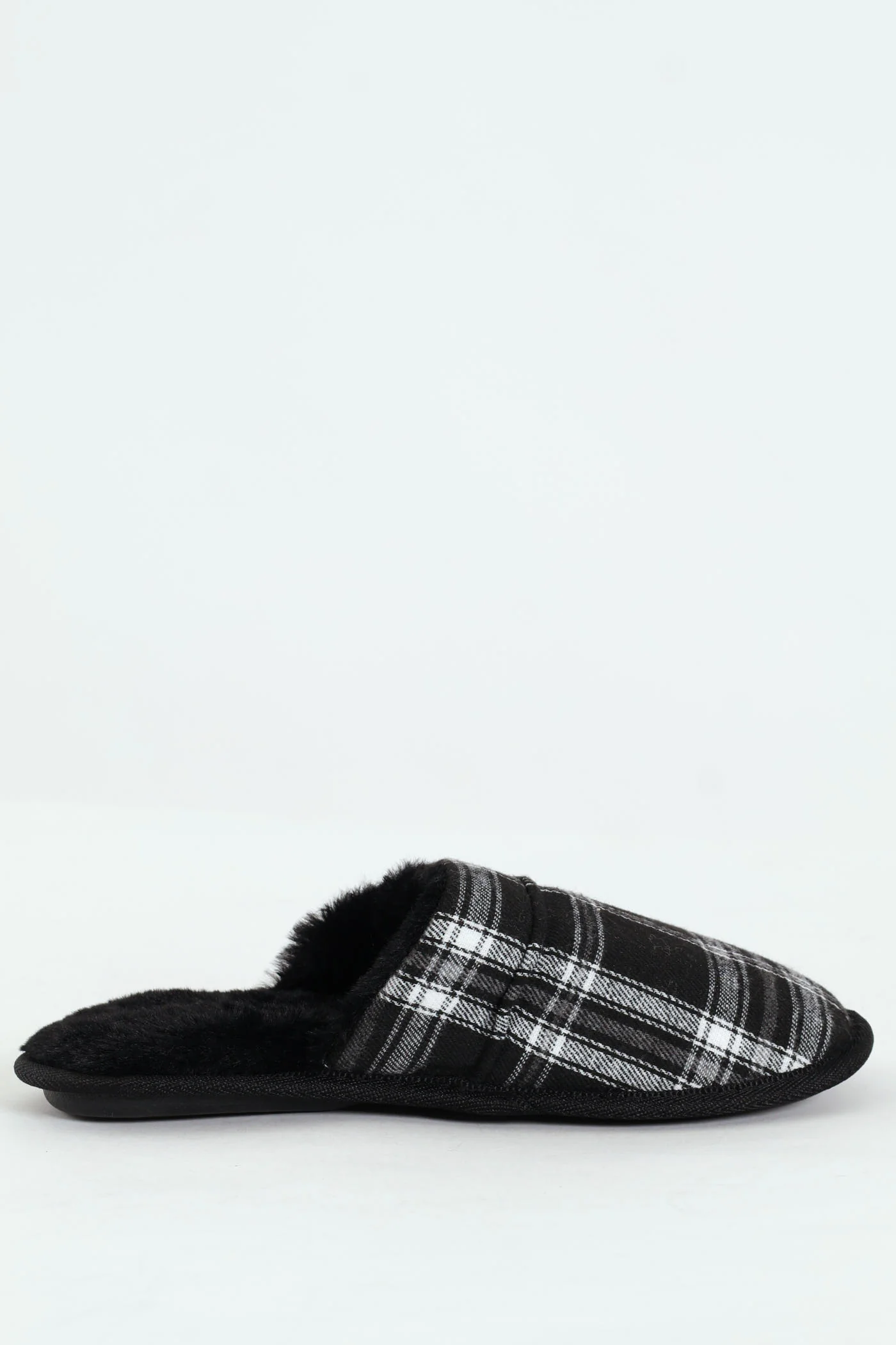 Check Upper Open Back Slipper - Black - Image 3
