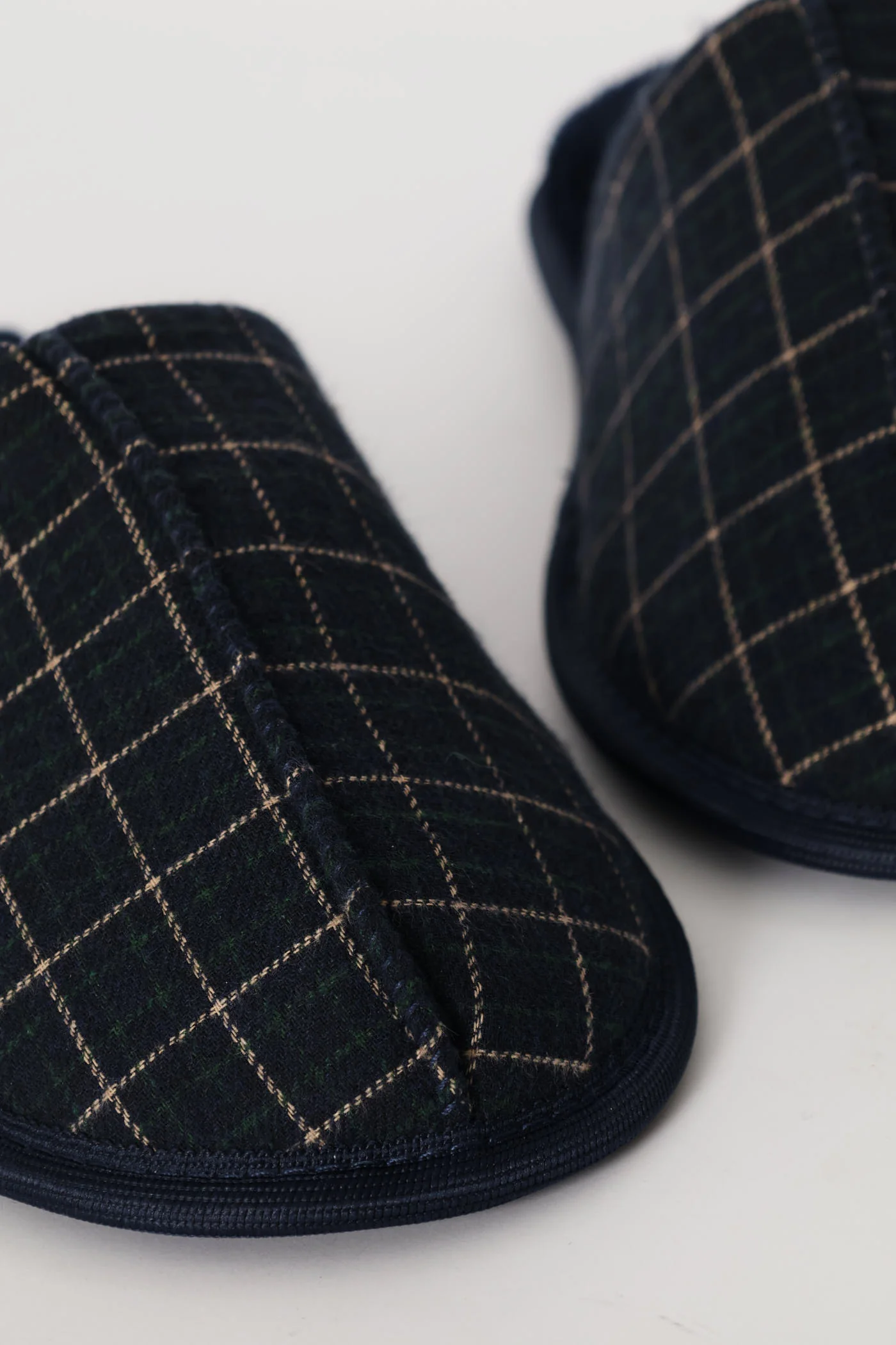 Check Upper Open Back Slipper - Navy - Image 2