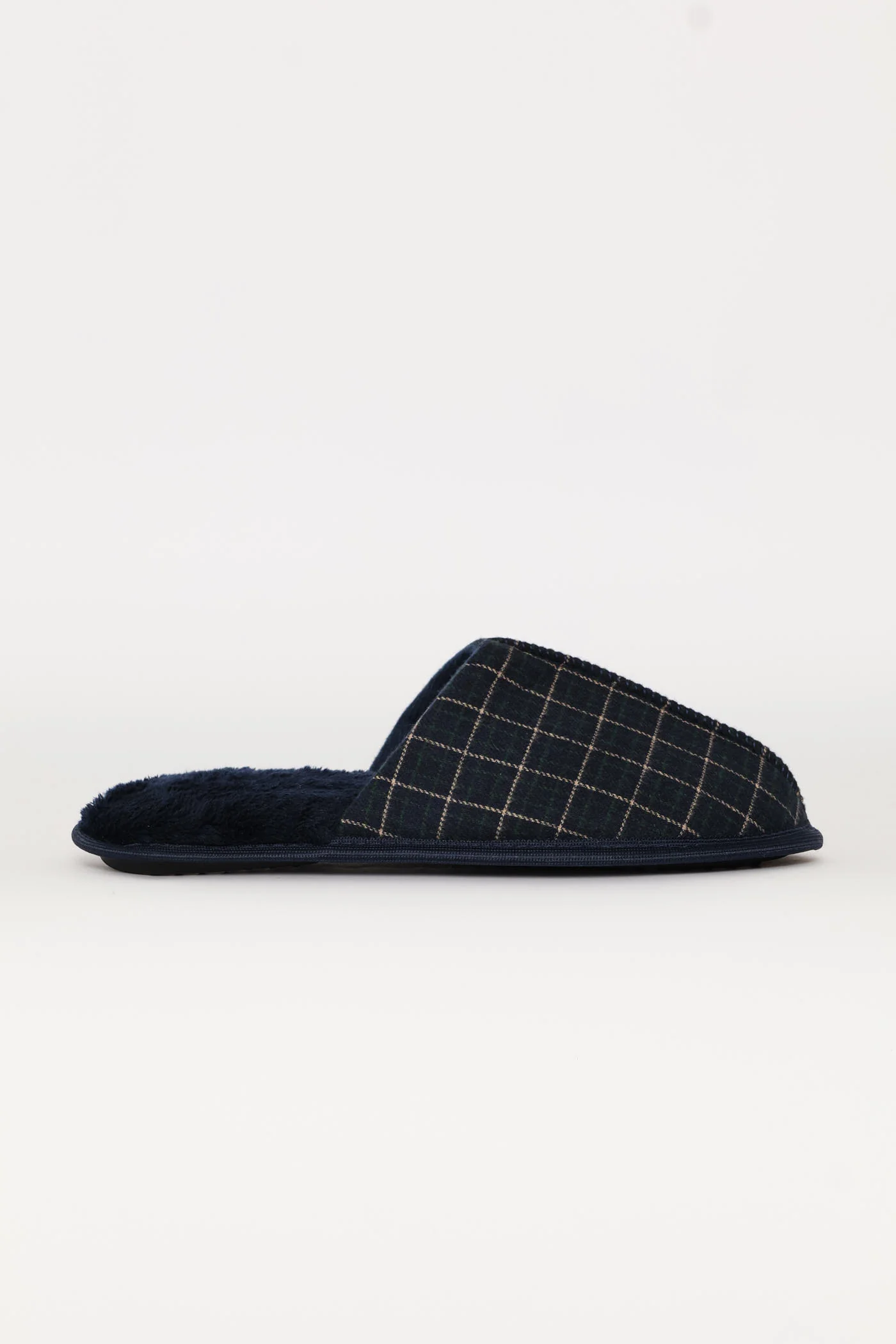 Check Upper Open Back Slipper - Navy - Image 3