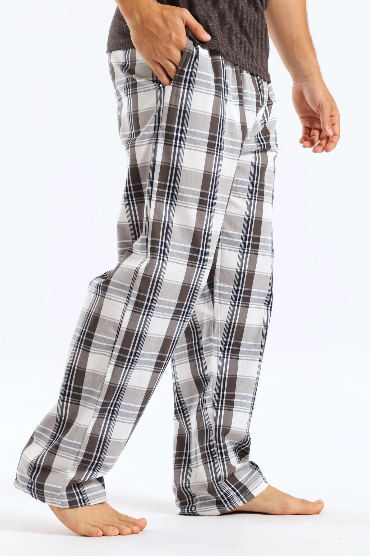Check Woven Long Pyjama Pants - Charcoal - Image 4