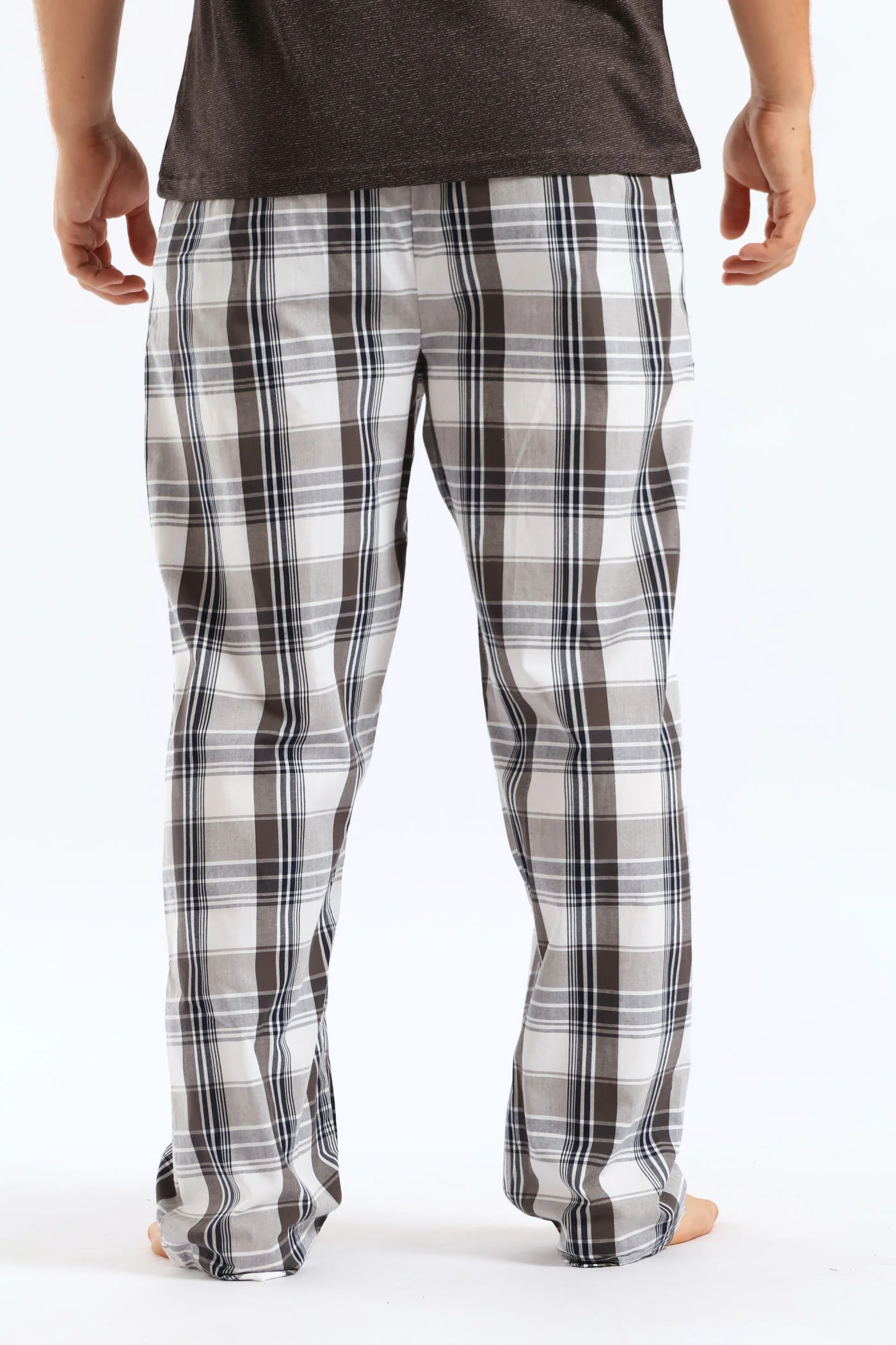 Check Woven Long Pyjama Pants - Charcoal - Image 5
