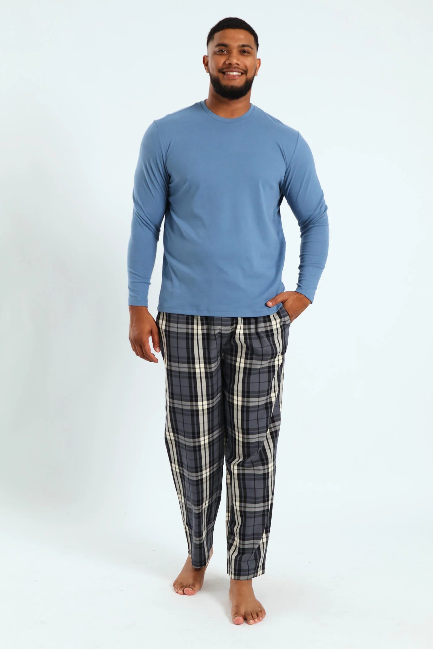 Check Woven Pants - Blue - Image 5