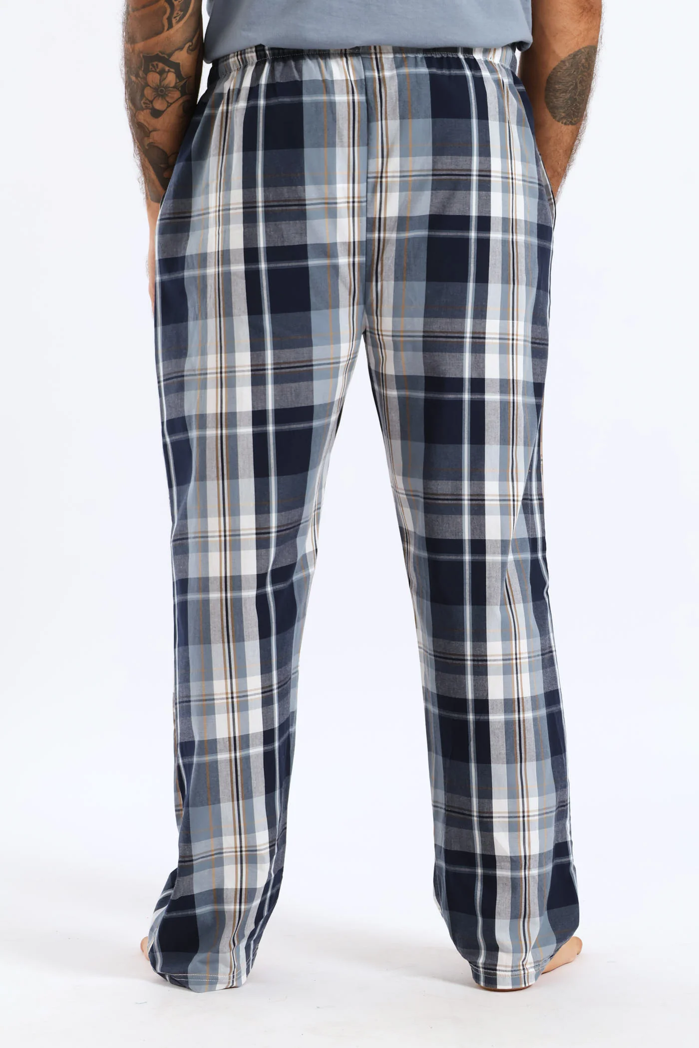 Check Woven Pyjama Long Pants - Blue - Image 4