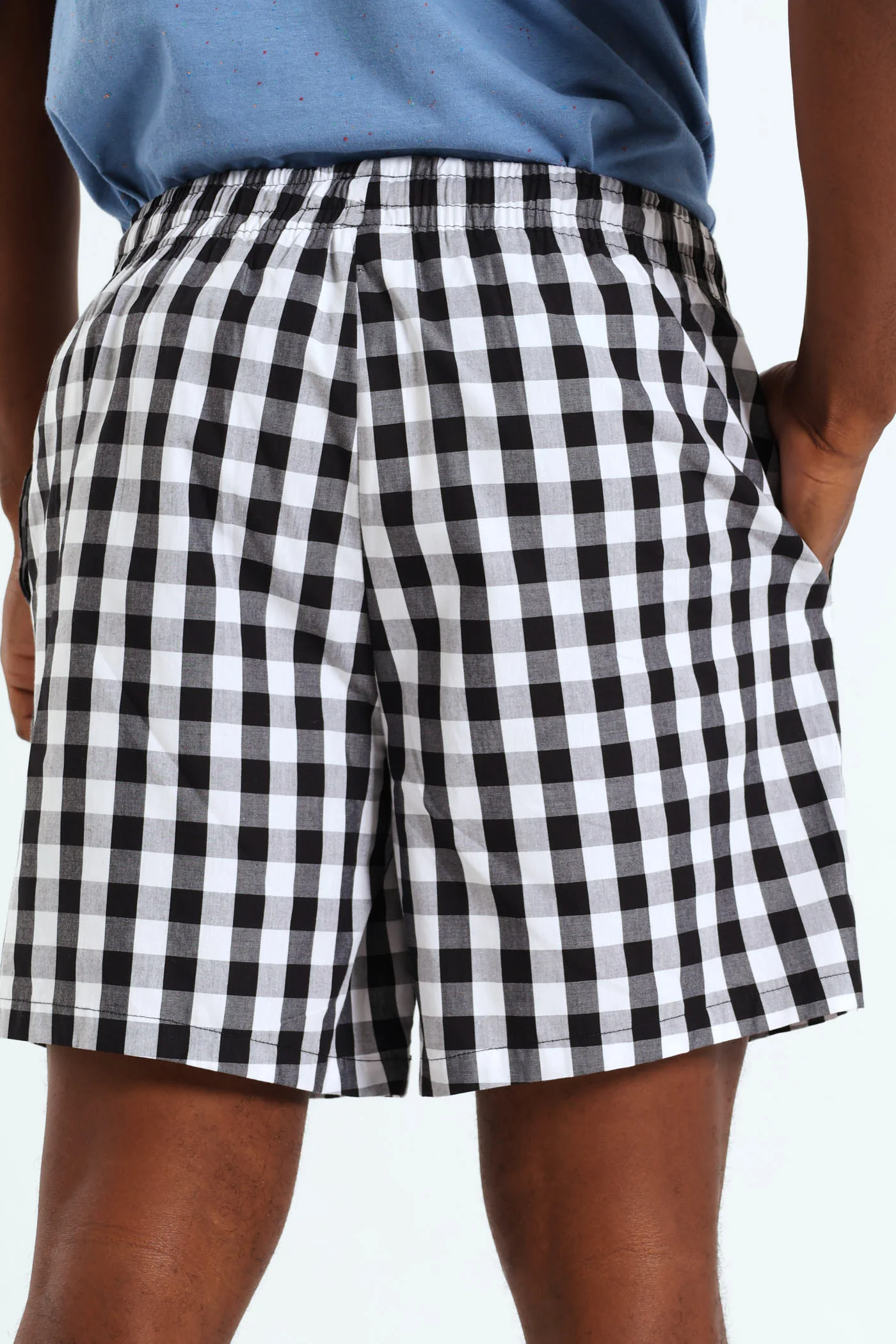 Check Woven Shorts - Black/White - Image 3