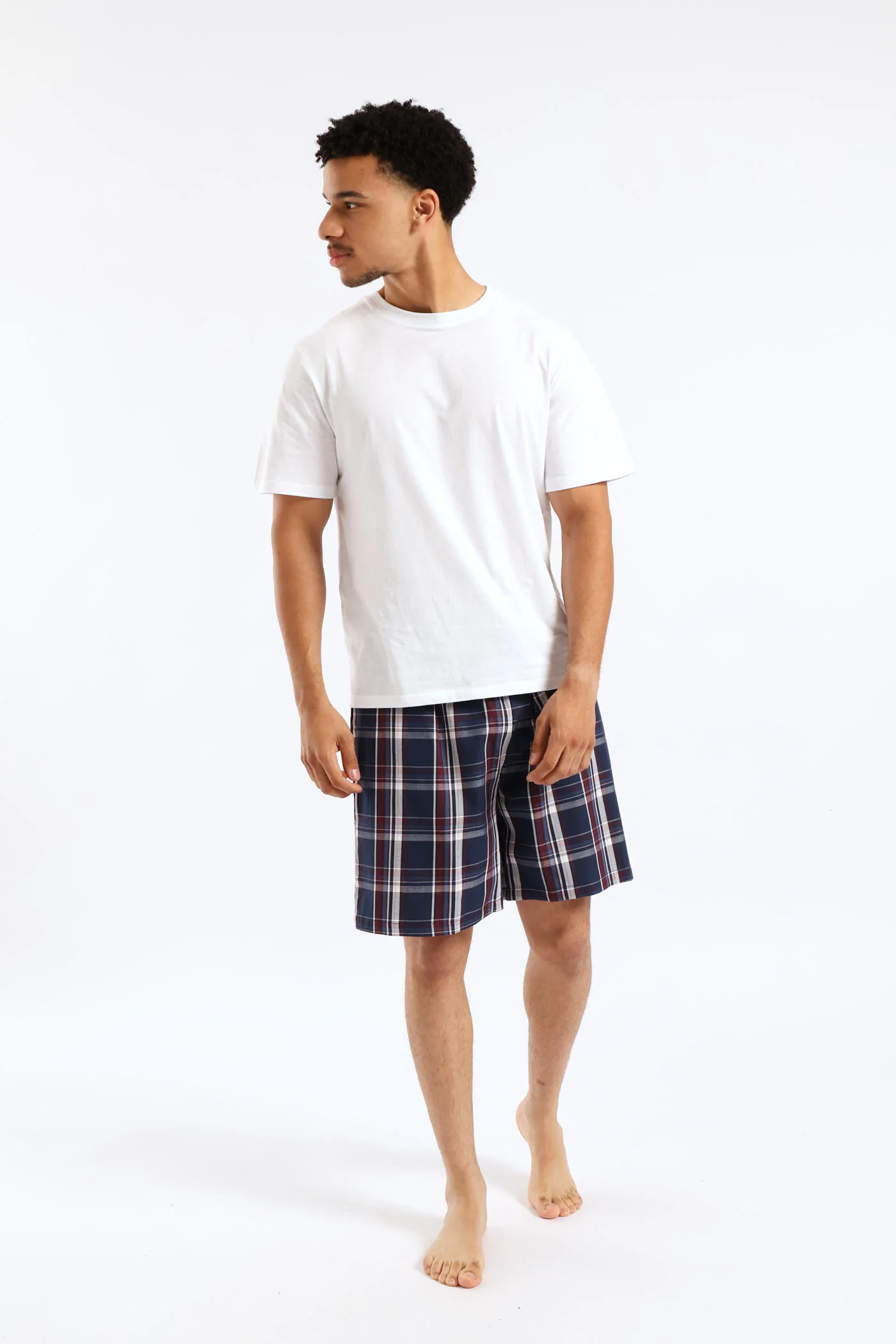 Check Woven Shorts - Navy/Burgundy - Image 5