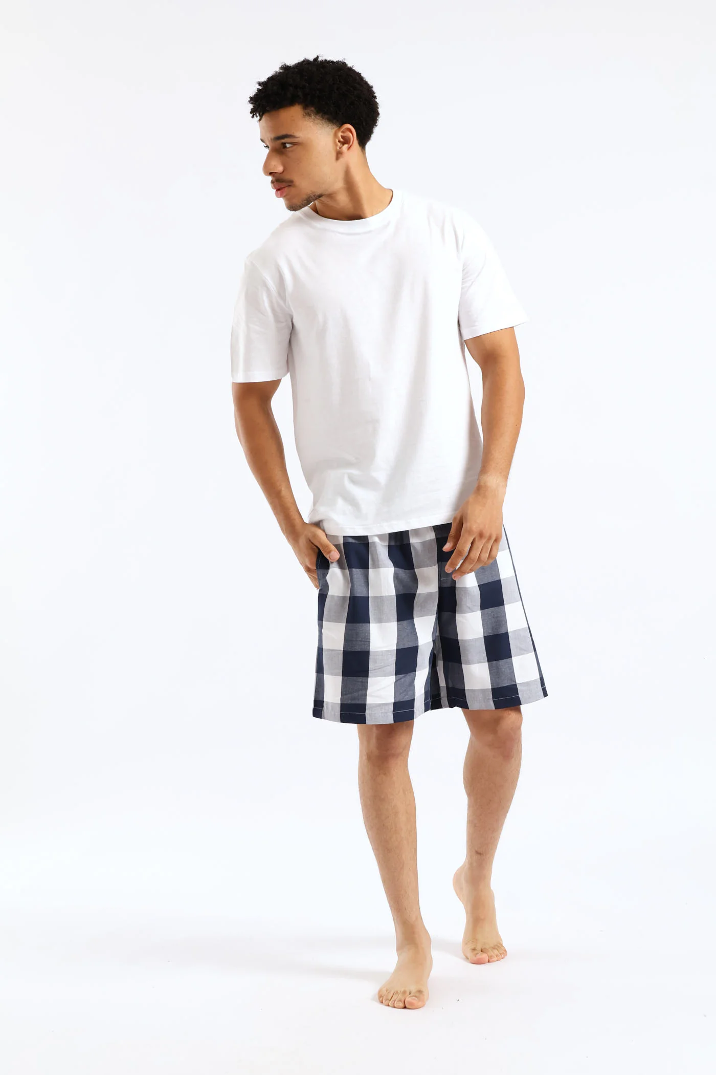 Check Woven Shorts - Navy/White - Image 5