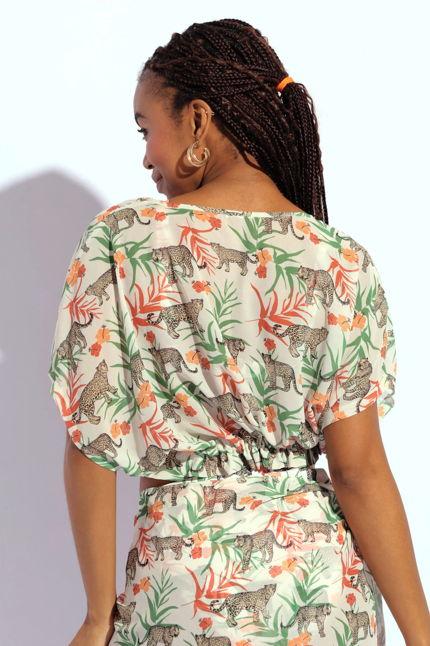 Cheetah Print Chiffon Crop - Multi - Image 5