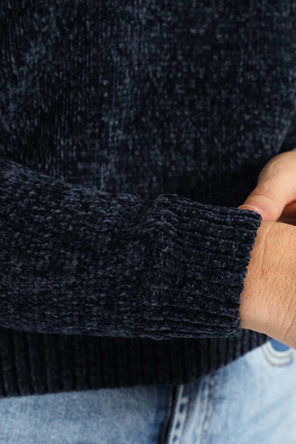 Chenille Pullover - Navy - Image 2