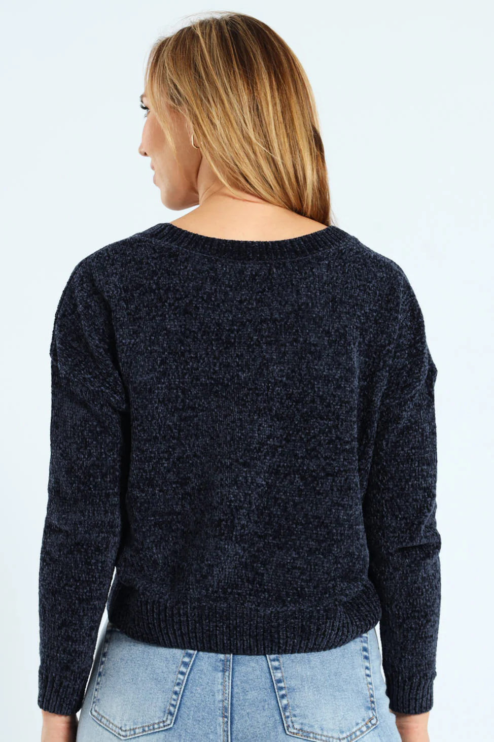 Chenille Pullover - Navy - Image 4