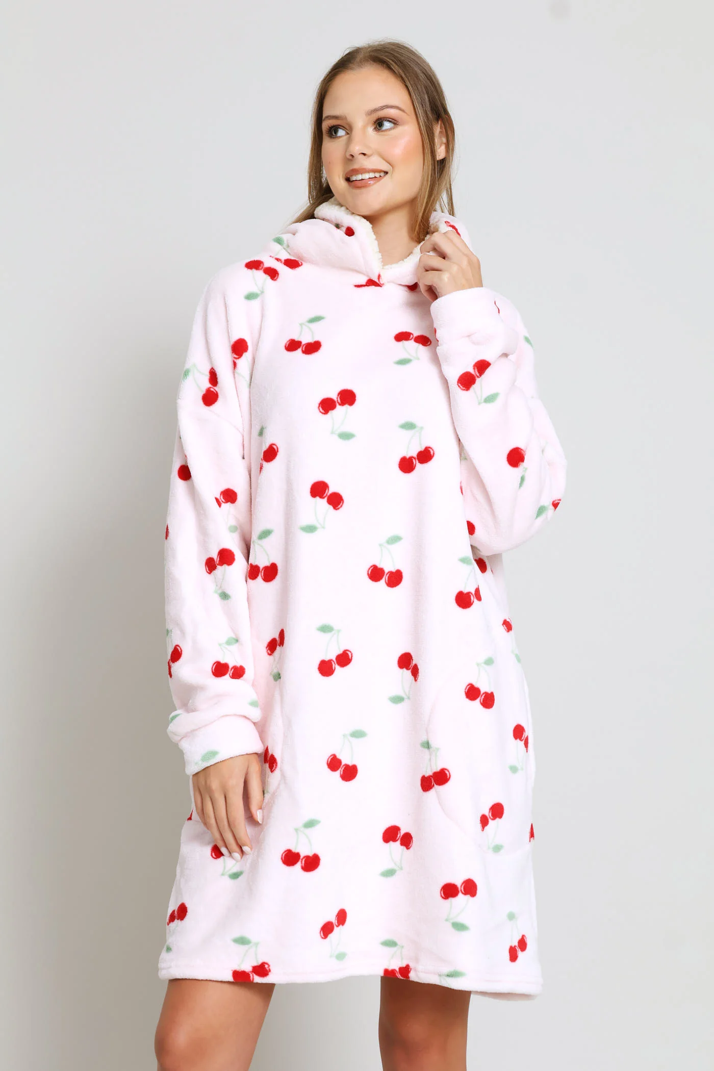 Cherries Oversized Snuggie - Pink - Image 4