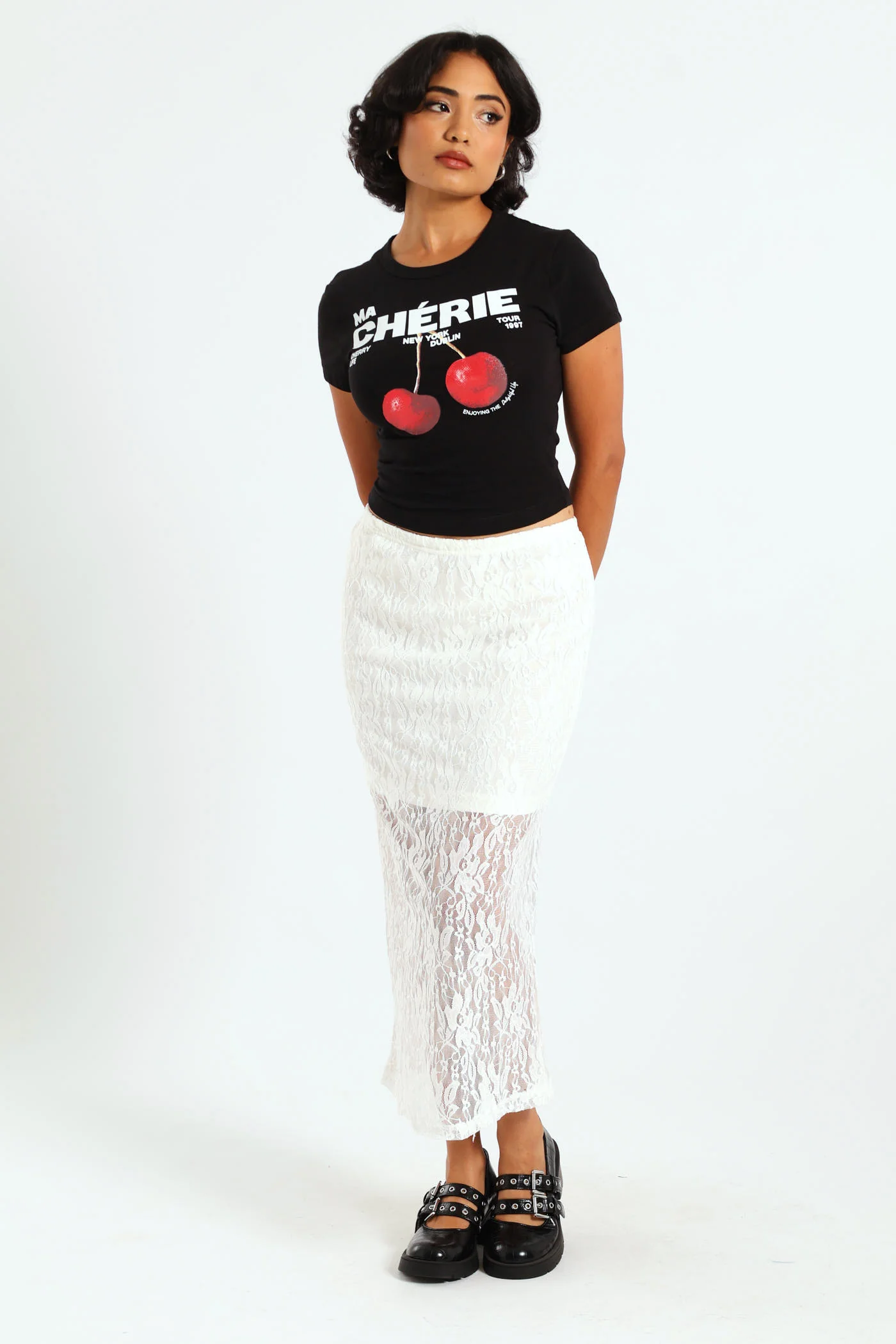 Cherry Baby Tee - Black - Image 2