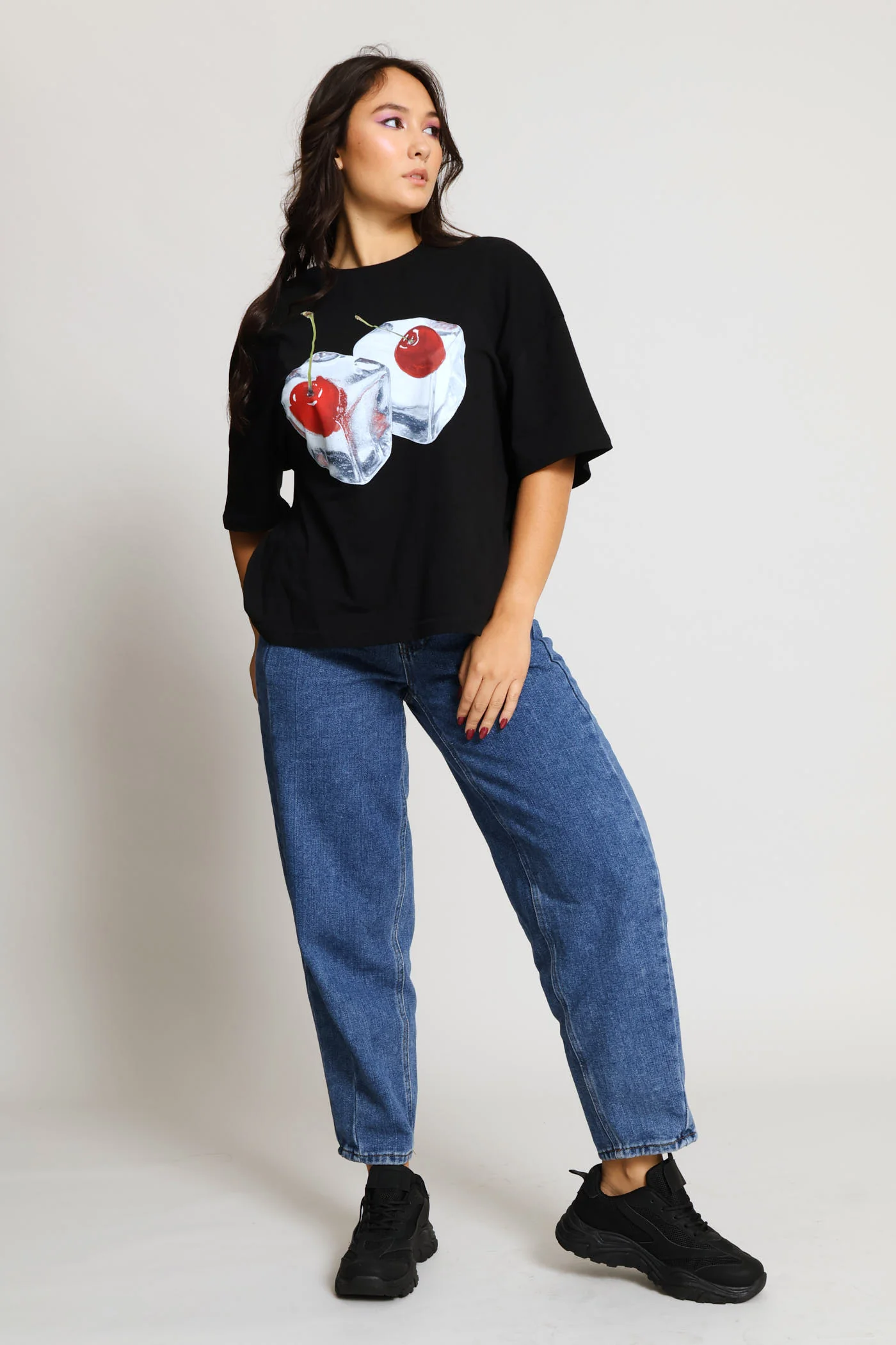 Cherry Cubes Oversized Boxy Tee - Black - Image 6