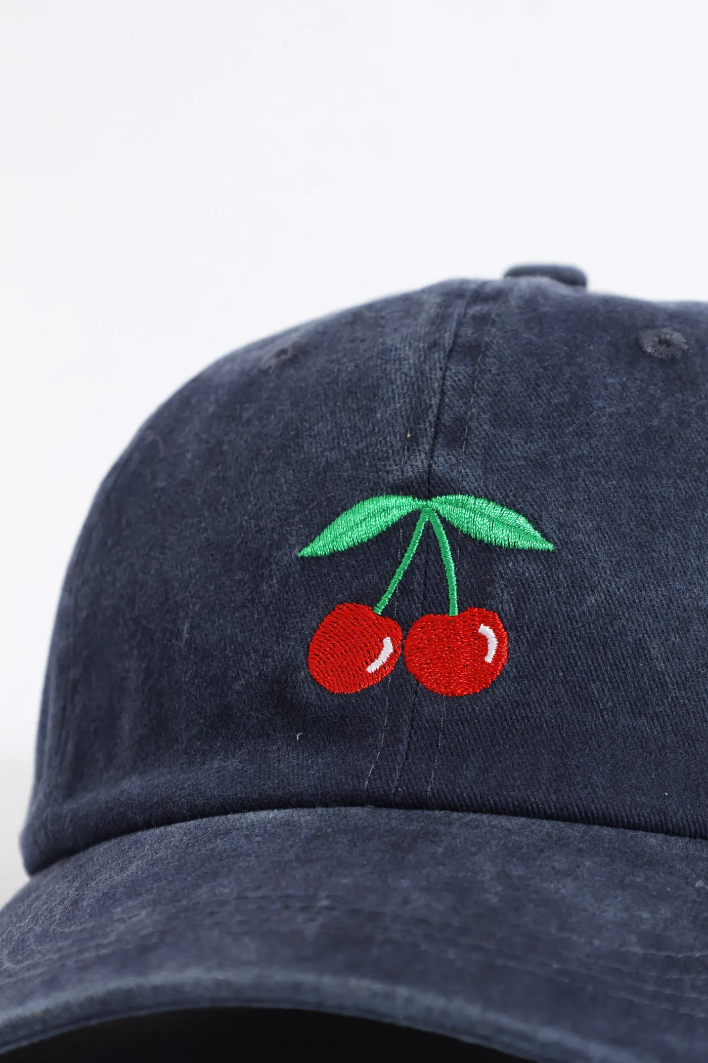 Cherry Embroidery Peak  - Navy - Image 4