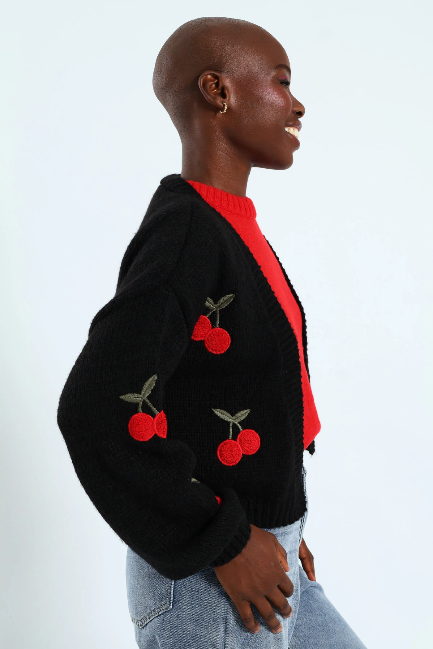 Cherry Open Cardi - Black - Image 2