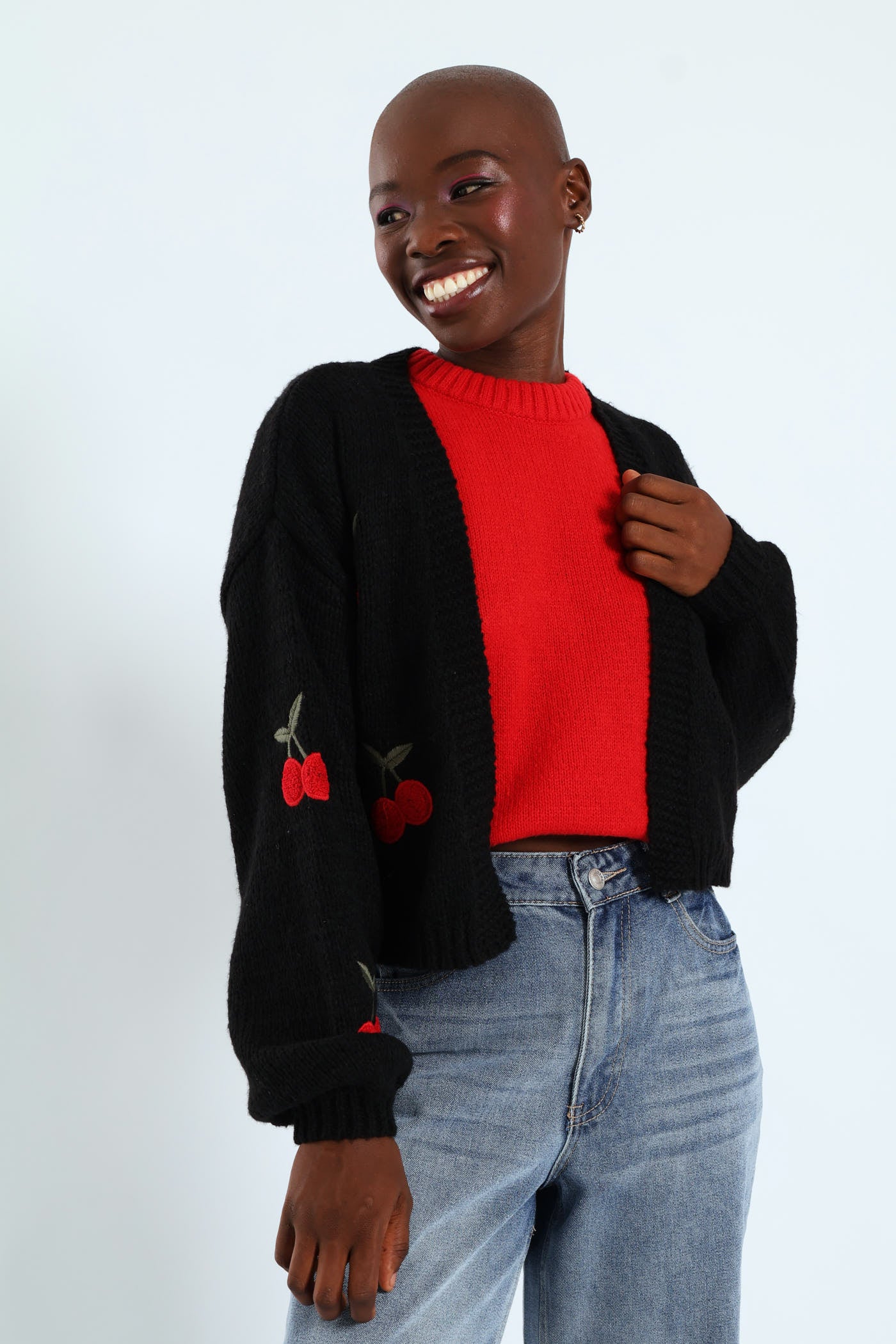 Cherry Open Cardi - Black - Image 4
