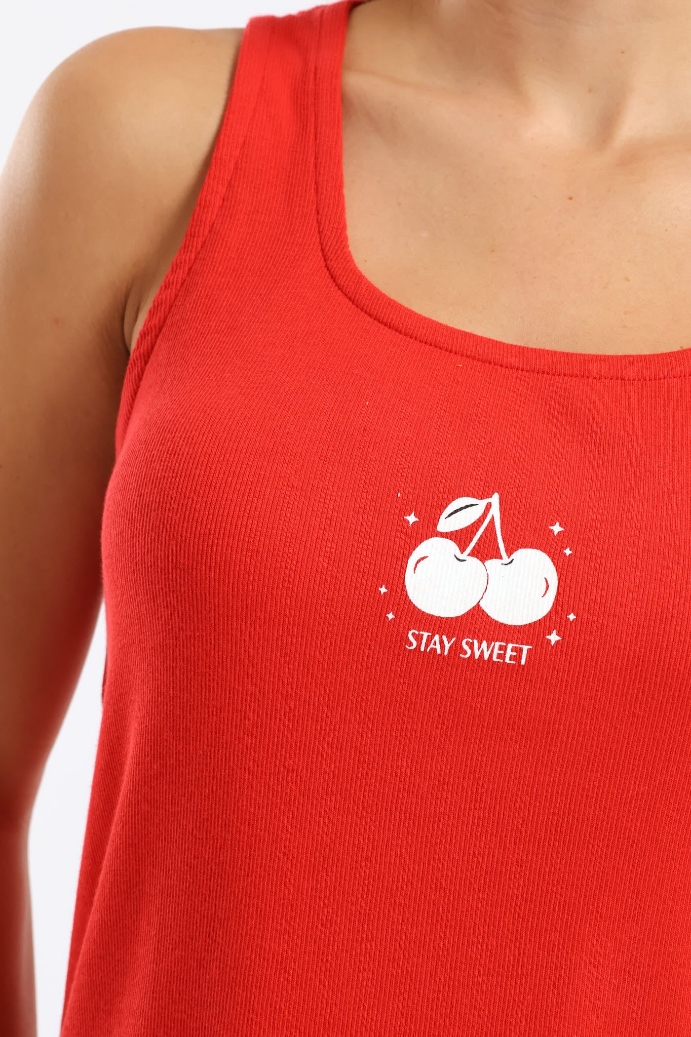 Cherry Rib Tank & Woven Short Set - Red - Image 5