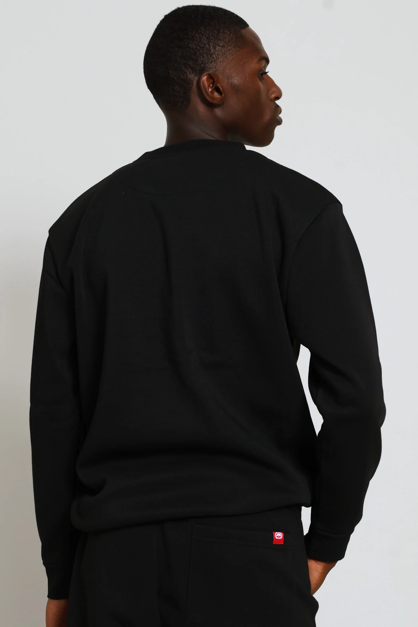 Chest Print Crew Top - Black - Image 4