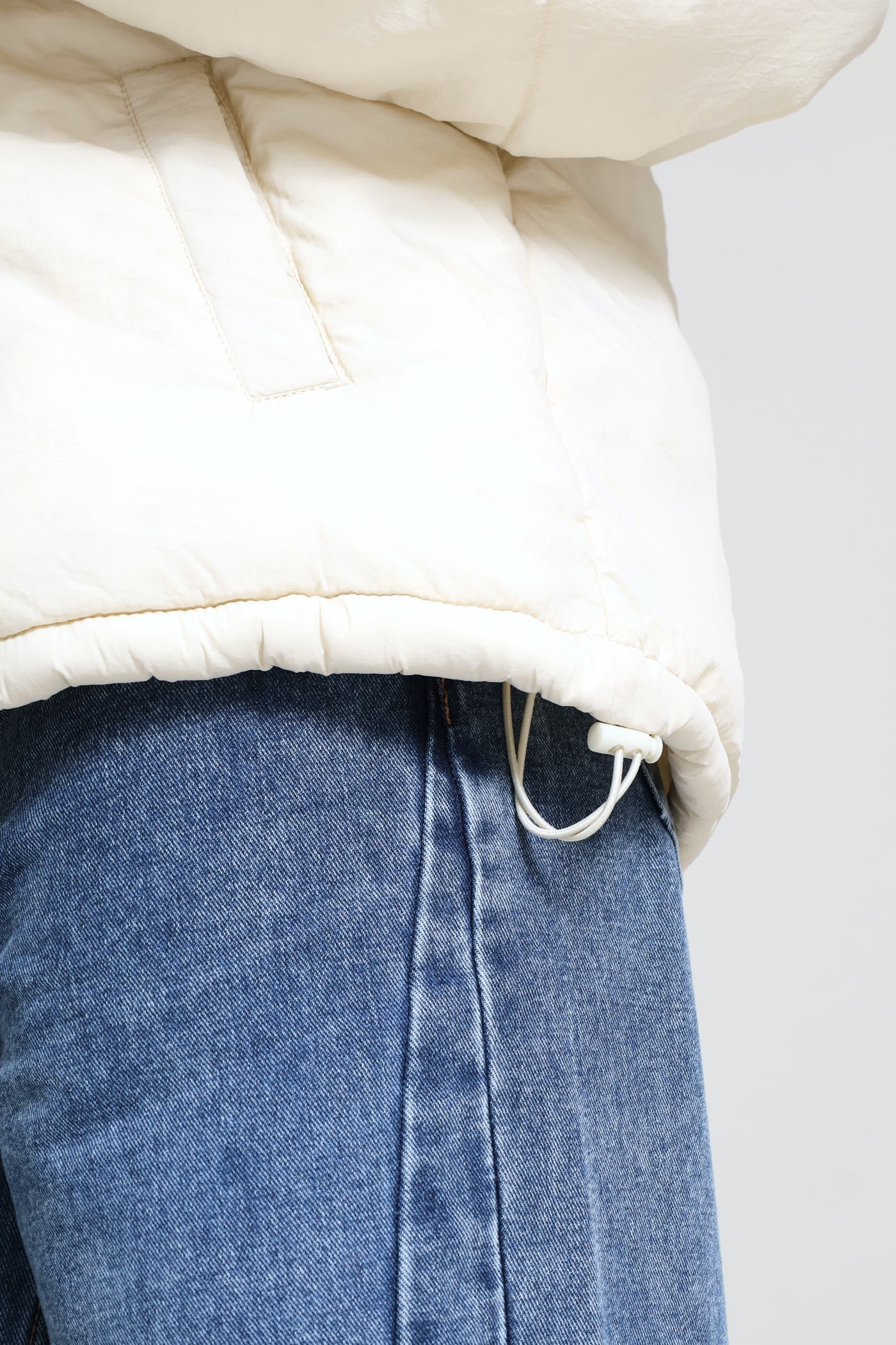 Chevron Quilted Puffer Jacket - Light Stone - Image 6