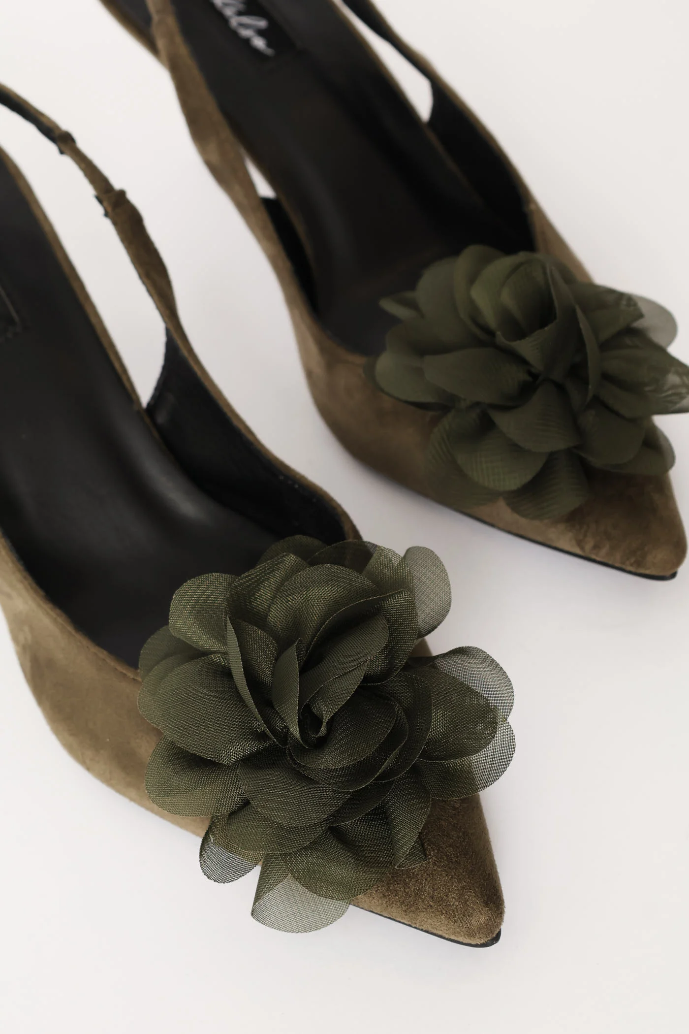 Chiffon Flower Slingback Kitten Heel - Fatigue - Image 2