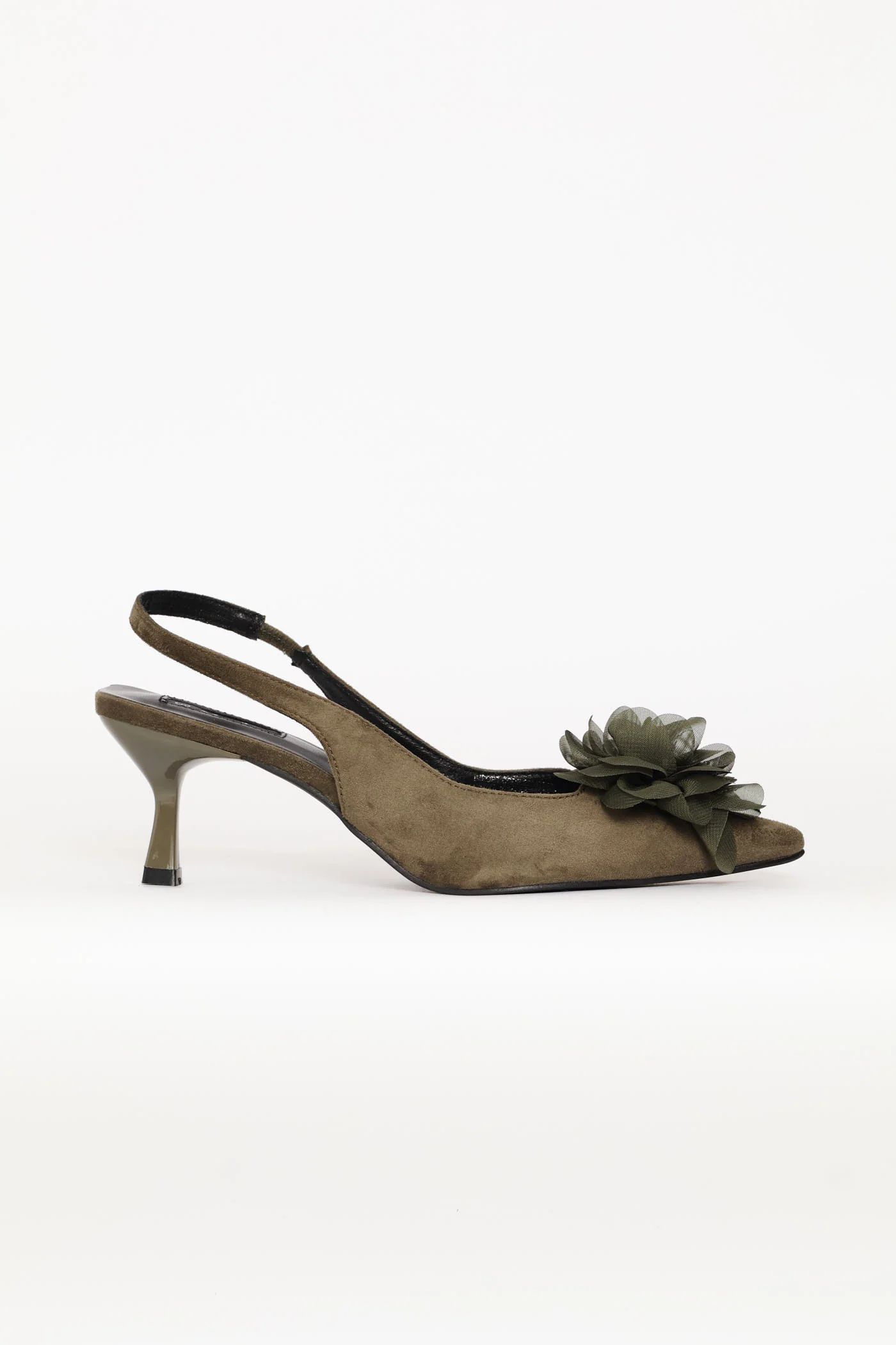 Chiffon Flower Slingback Kitten Heel - Fatigue - Image 3
