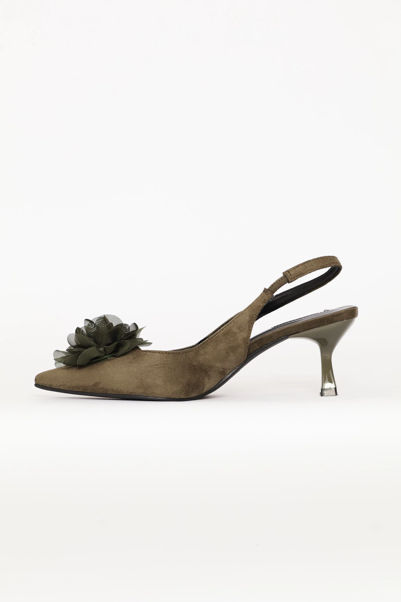 Chiffon Flower Slingback Kitten Heel - Fatigue - Image 4