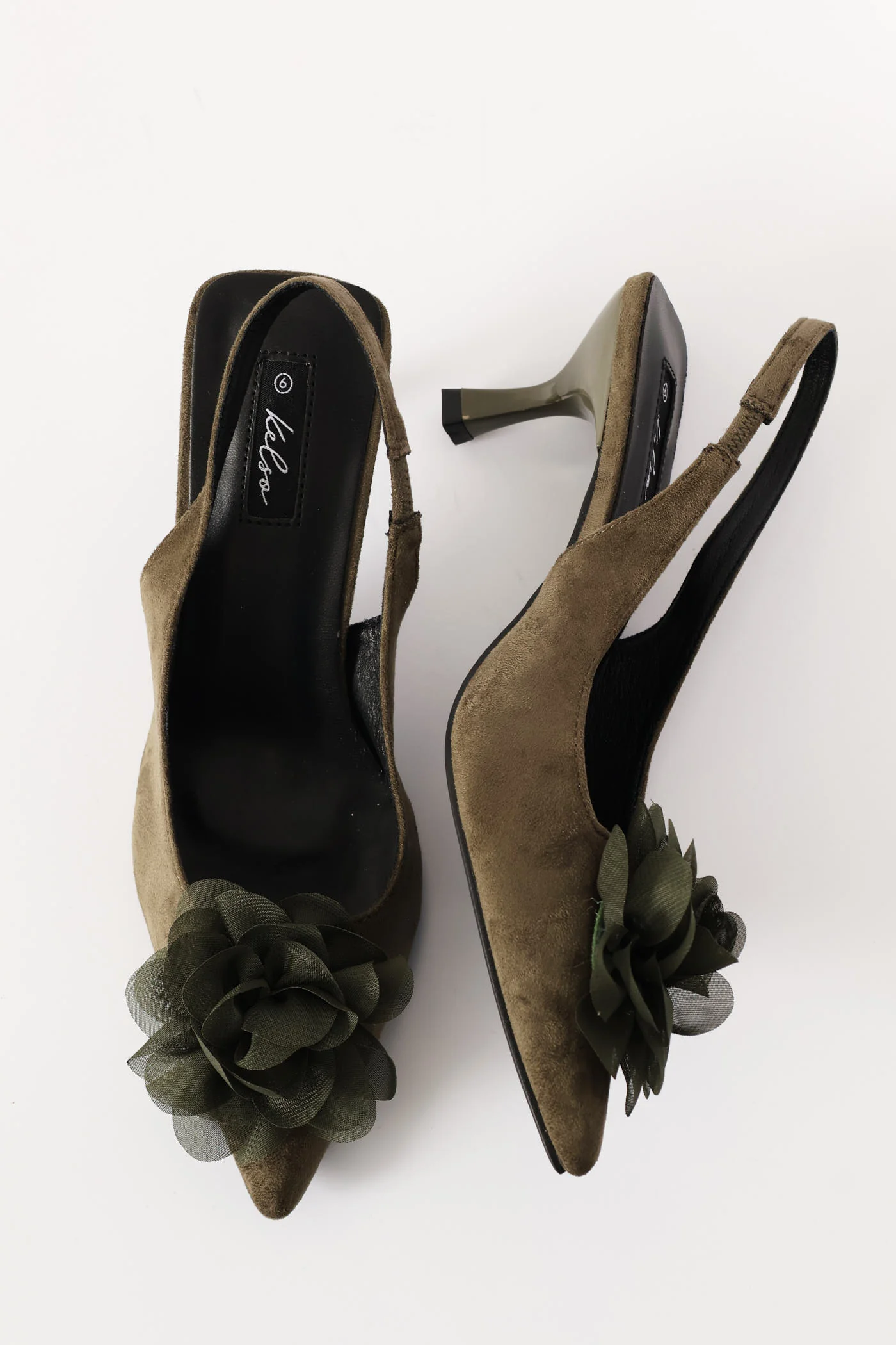 Chiffon Flower Slingback Kitten Heel - Fatigue - Image 5