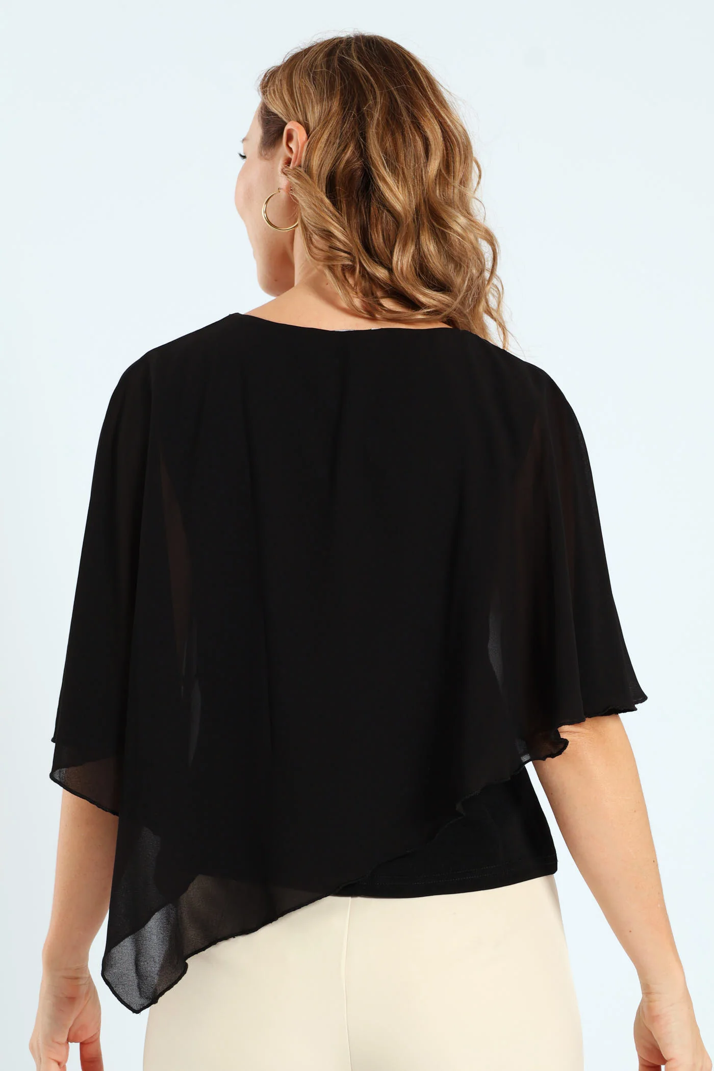 Chiffon Overlay Blouse - Black - Image 3