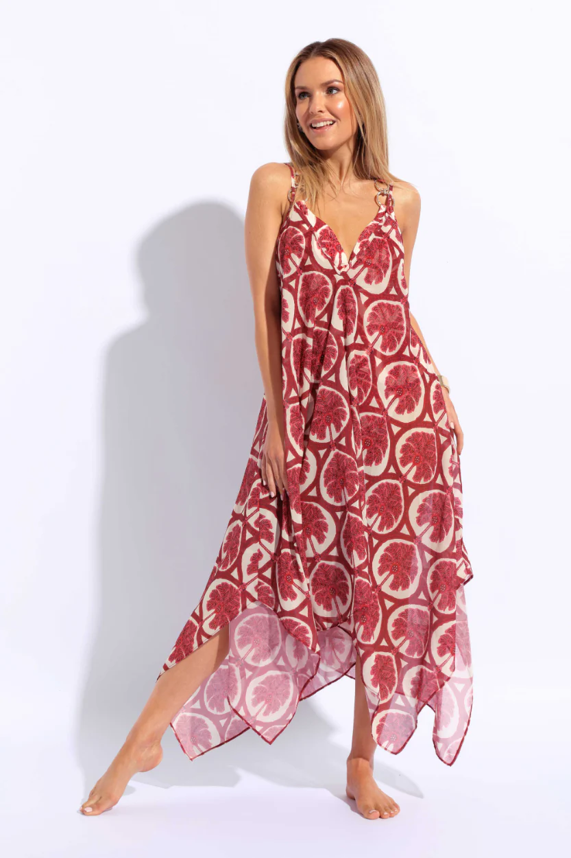 Chiffon Printed Hankie Dress - Multi - Image 3