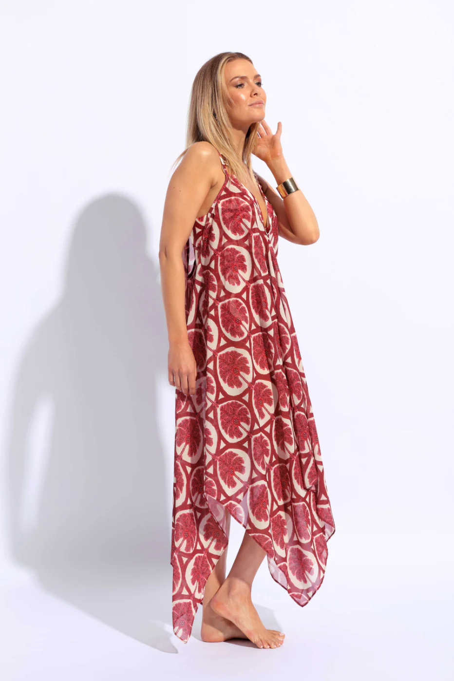 Chiffon Printed Hankie Dress - Multi - Image 4