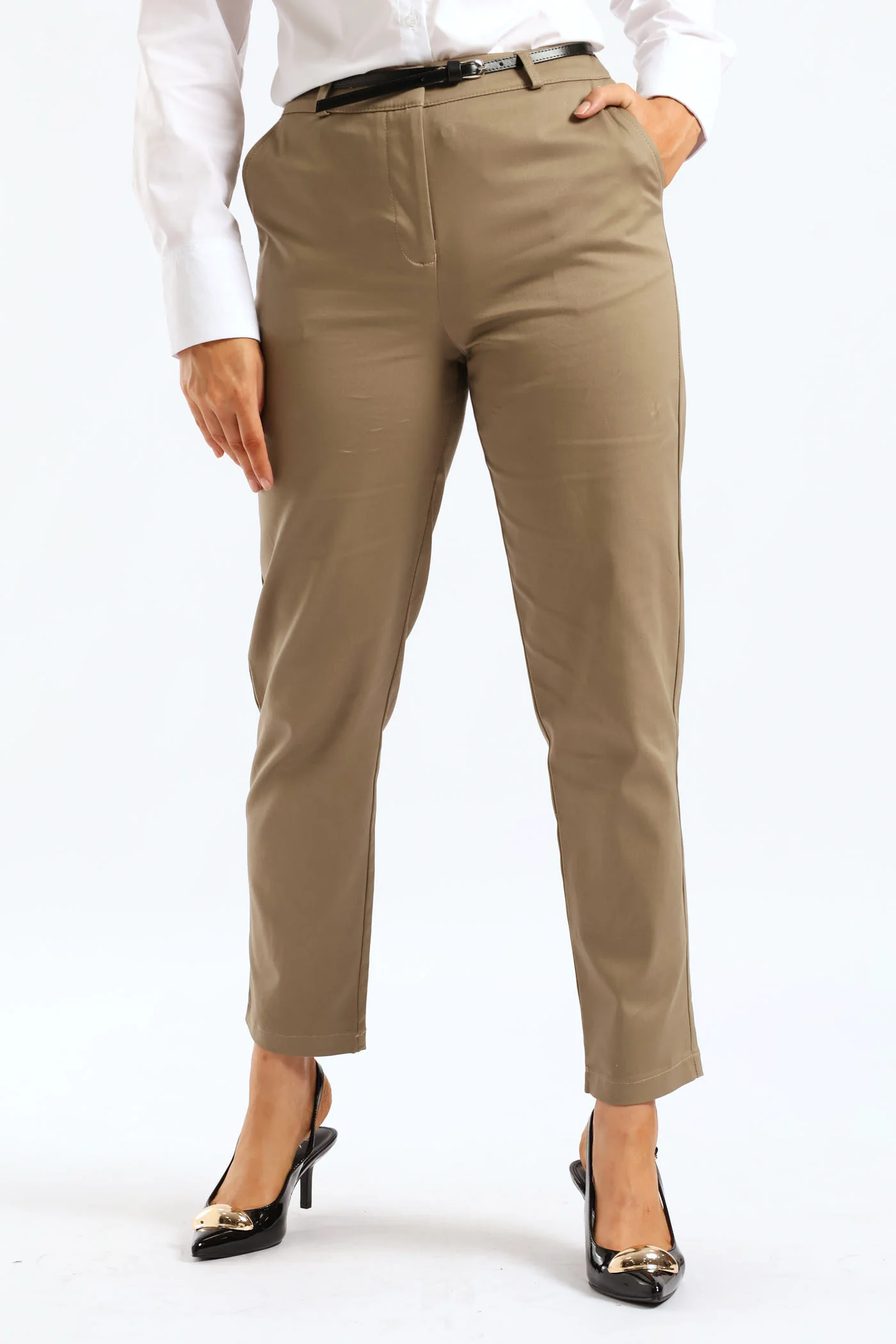 Chino Belted Pant - Brown - Image 2