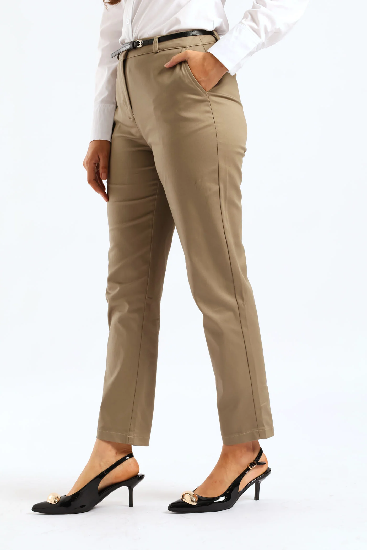 Chino Belted Pant - Brown - Image 3