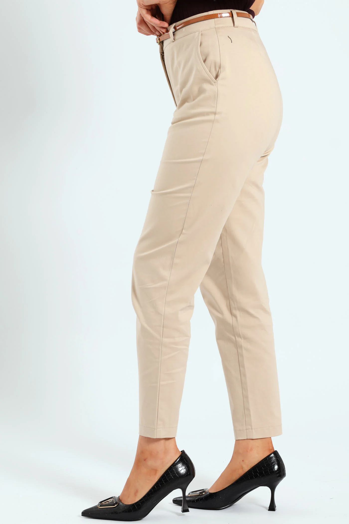 Chino Belted Pants - Cream - Image 3