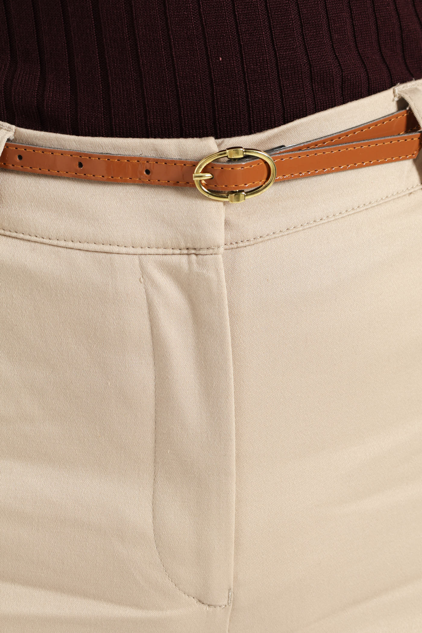 Chino Belted Pants - Cream - Image 5