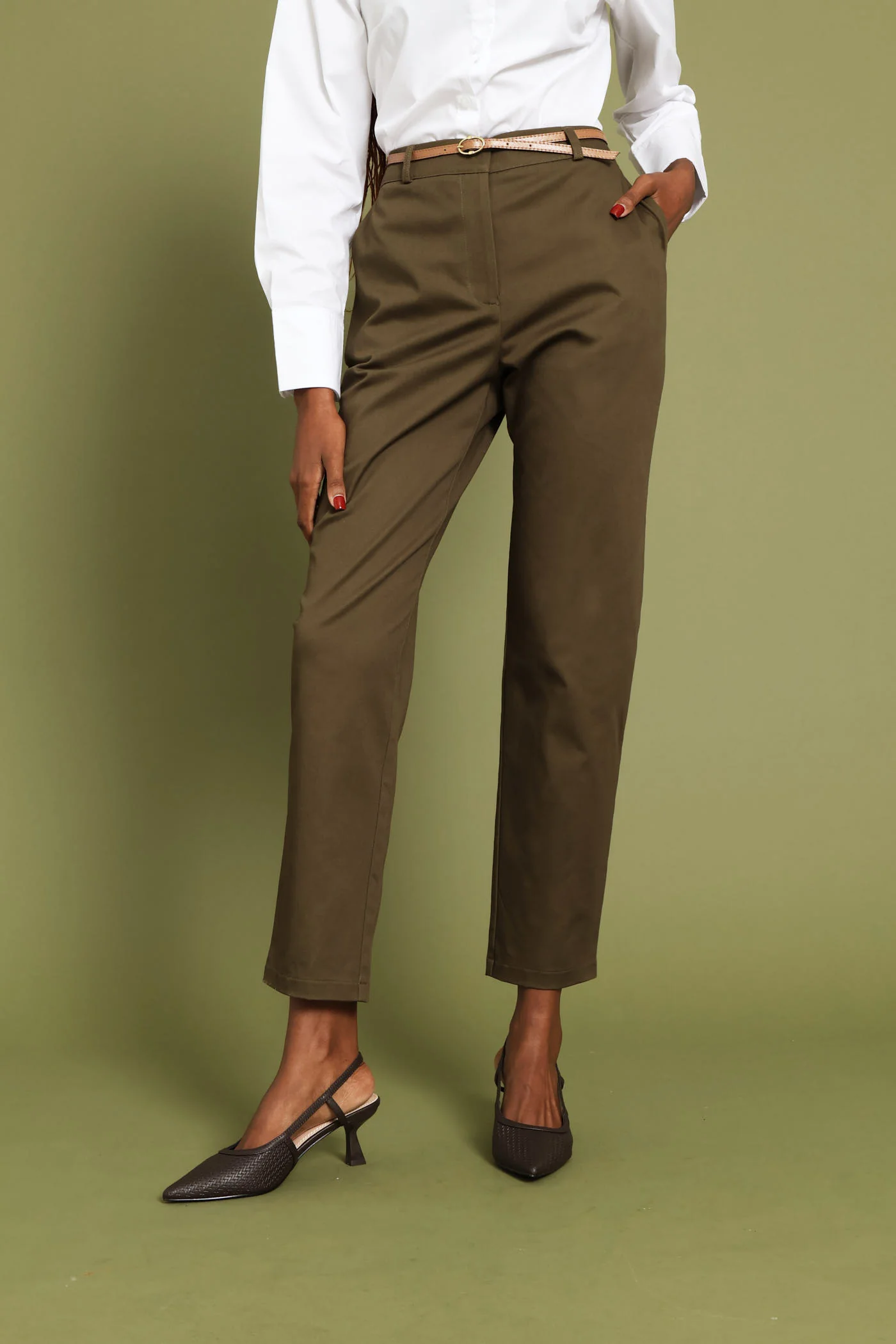 Chino Belted Pant - Olive - Image 2