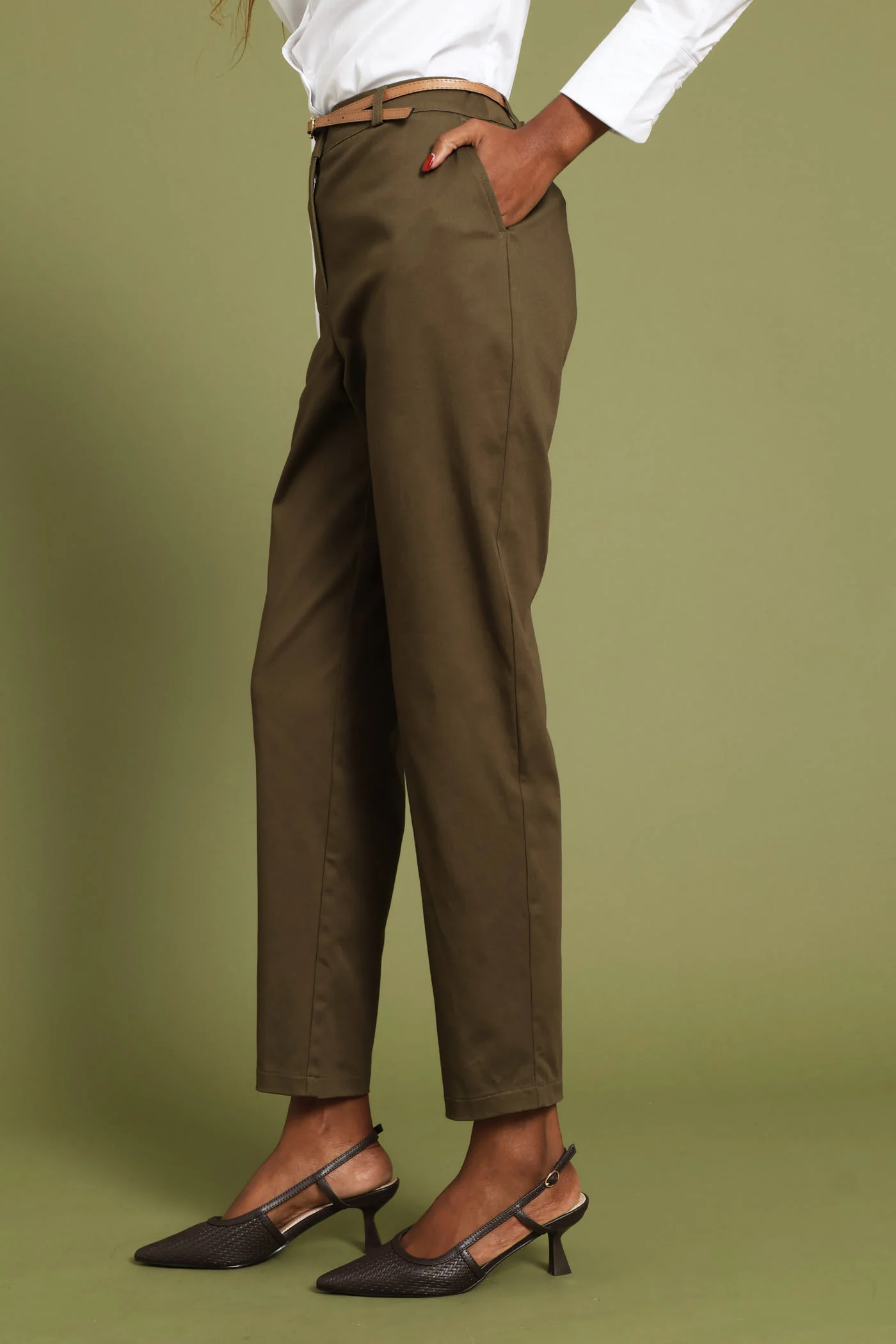 Chino Belted Pant - Olive - Image 3
